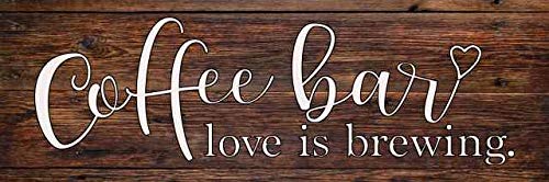 Rustic Wooden Coffee Bar Sign - Chico Creek 6x18 Inch Wall Decor for Kitchen, Café & Home - Perfect Housewarming Gift (B3-06180028031)