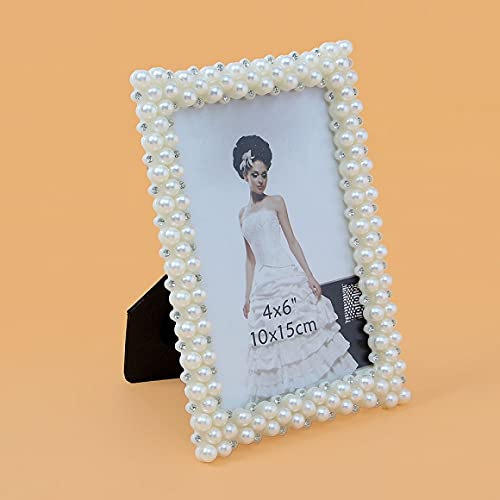 Mother of Pearl Photo Frame 4x6 - Elegant Pearl Table Picture Frame for Family Photos, Romantic Home Decor, Wedding & Anniversary Gifts | Perfect for Displaying Cherished Memories on Nightstands, Desks, and Shelves