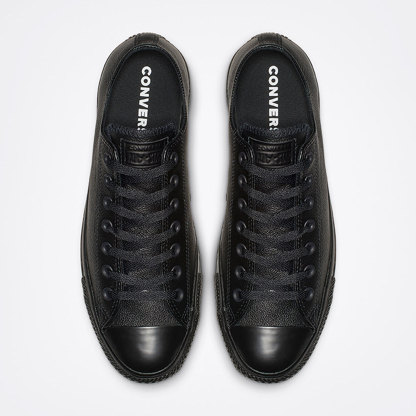 Converse Women's Chuck Taylor All Star Low Top Triple Black Leather Sneakers - Casual Streetwear Shoes for Everyday Wear & Fashion Outfits