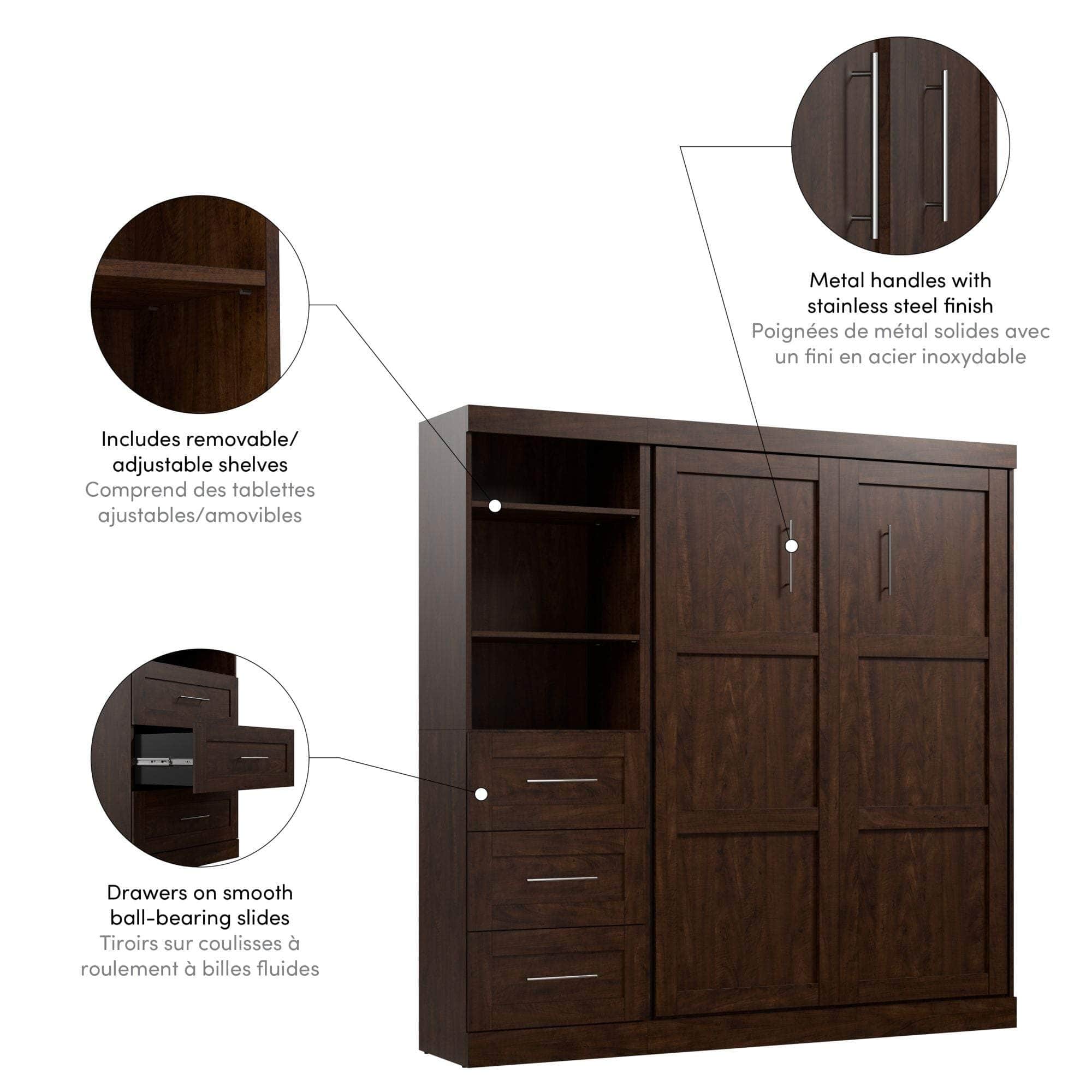 Pur Full Murphy Wall Bed with Storage Drawers - 84