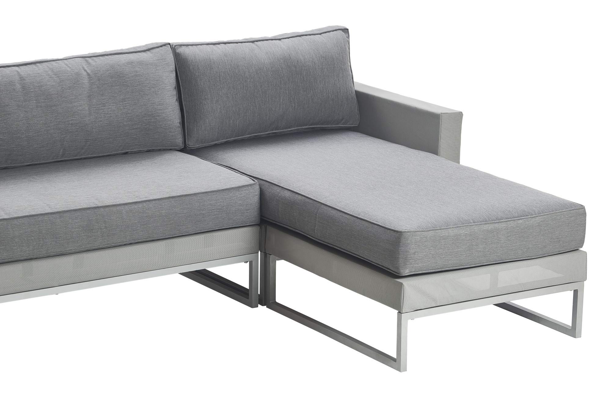 Elle Decor Tropez Mesh Outdoor Patio Furniture Set - Durable Metal Frame Sectional Sofa in Gray - Perfect for Backyard, Poolside & Garden Relaxation