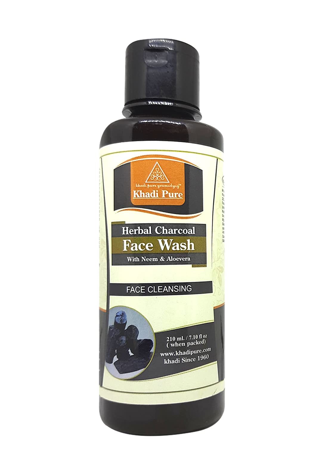 Khadi Pure Charcoal Face Wash for Acne & Blackheads - 210ml | Natural Deep Cleansing & Detoxifying Facial Cleanser | Perfect for Oily & Combination Skin Care Routine