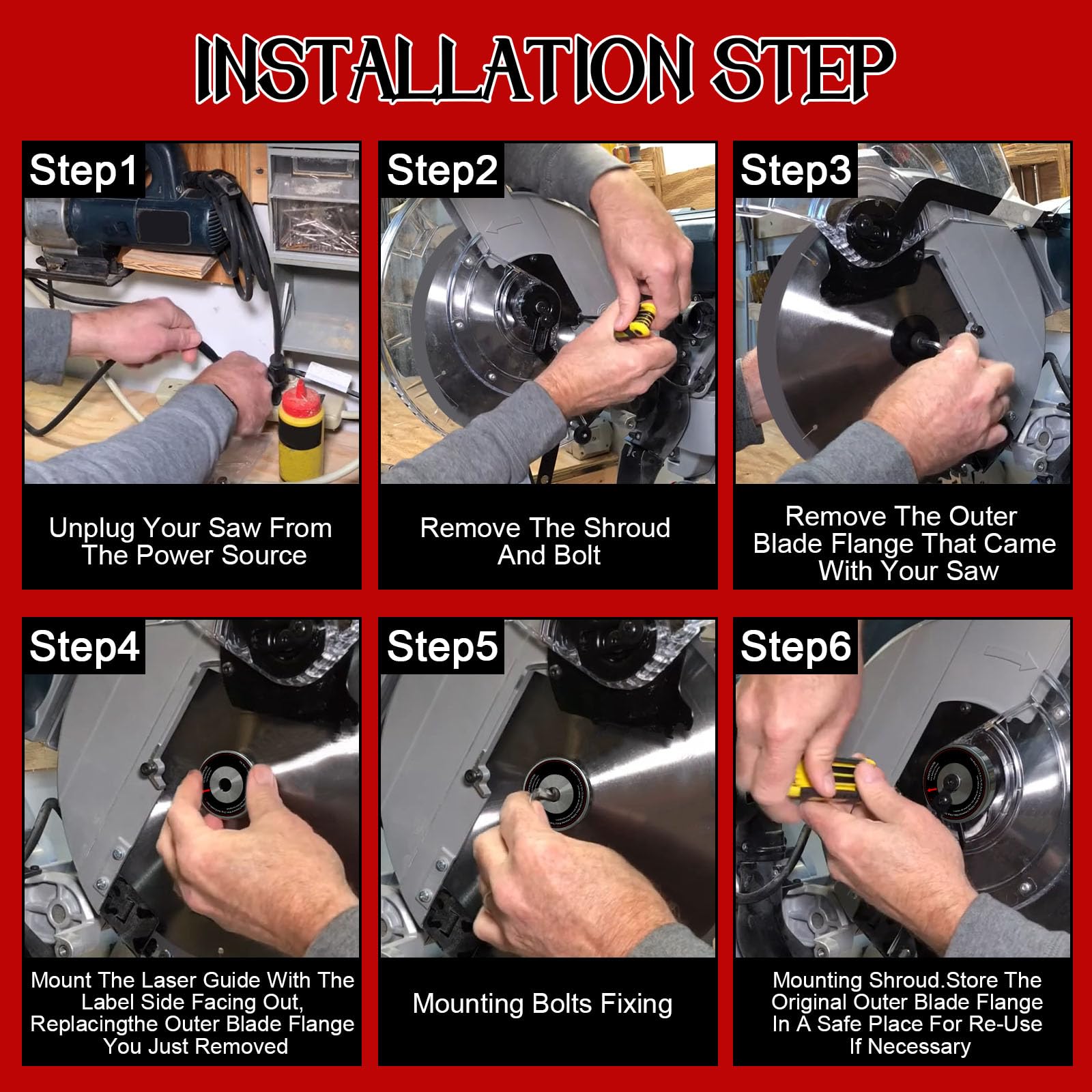 Laser Guide for Miter Saw - Compatible with Dewalt, Bosch, Ryobi & Makita Miter Saws - Auto-Rotating Laser for Sliding & Compound Miter Saws - Precision Cutting Tool for Woodworking & DIY Projects