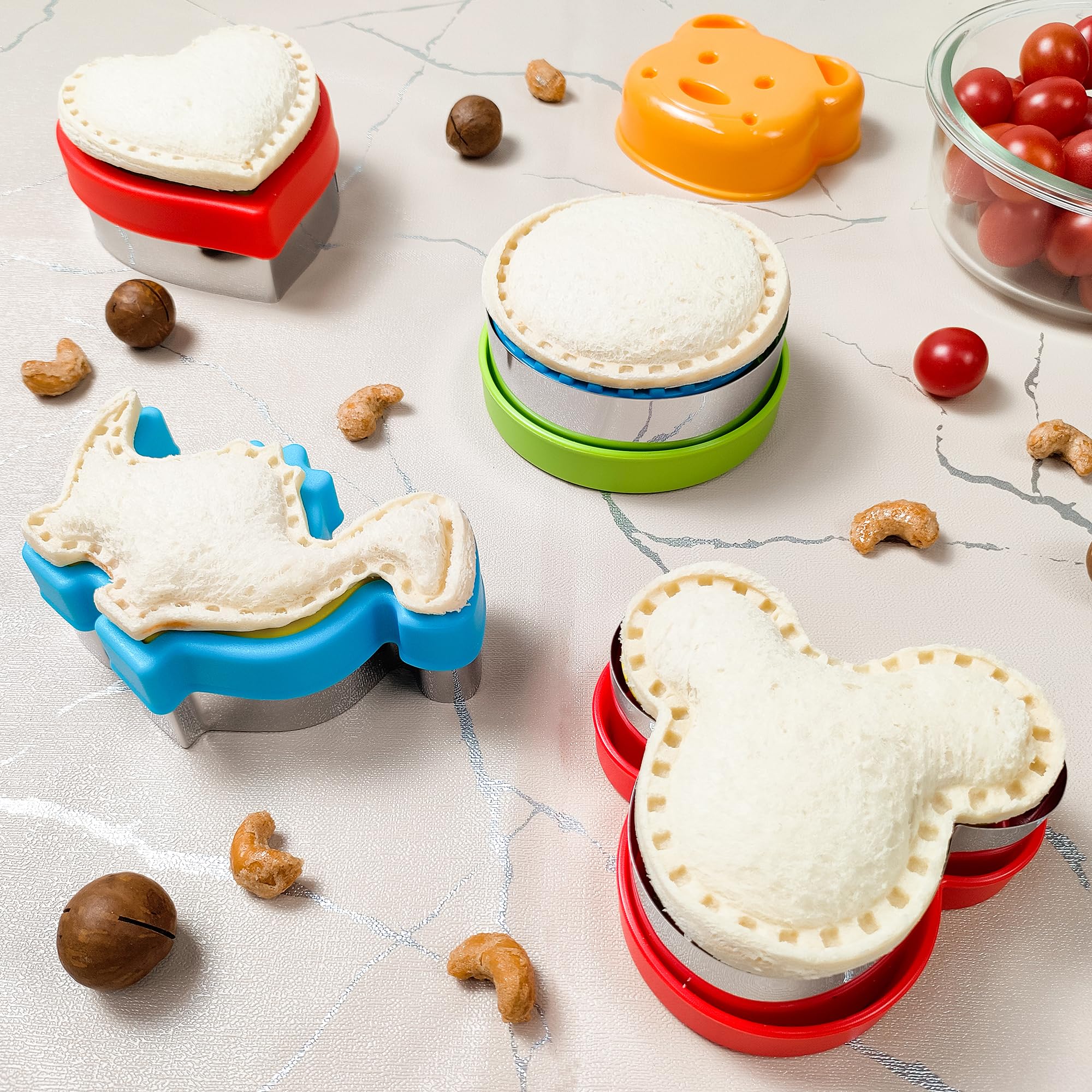 5-Piece Sandwich Cutter and Sealer Set - Uncrustable Maker for Kids Lunchbox, Bento Box & Snacks - Fun Cookie Cutters for Boys and Girls - Perfect for School Lunches, Picnics & Parties