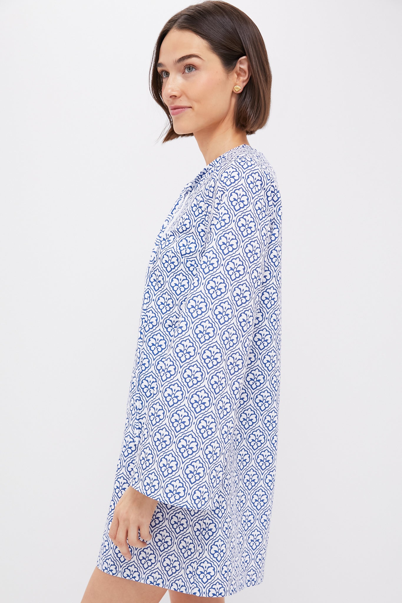Blue Quatrefoil Blake Mini Dress - Floral Print Summer Party Cocktail Dress for Women | Perfect for Weddings, Date Nights & Beach Vacations