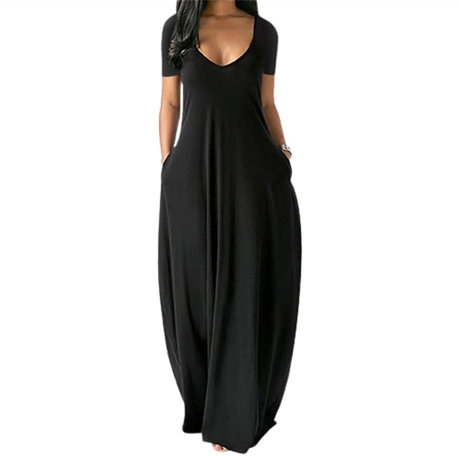 HSOSK Women's Summer Maxi Dress - Boho Casual Cami Sundress with Pockets, Sexy Long Party Dress for Beach, Vacation & Date Night