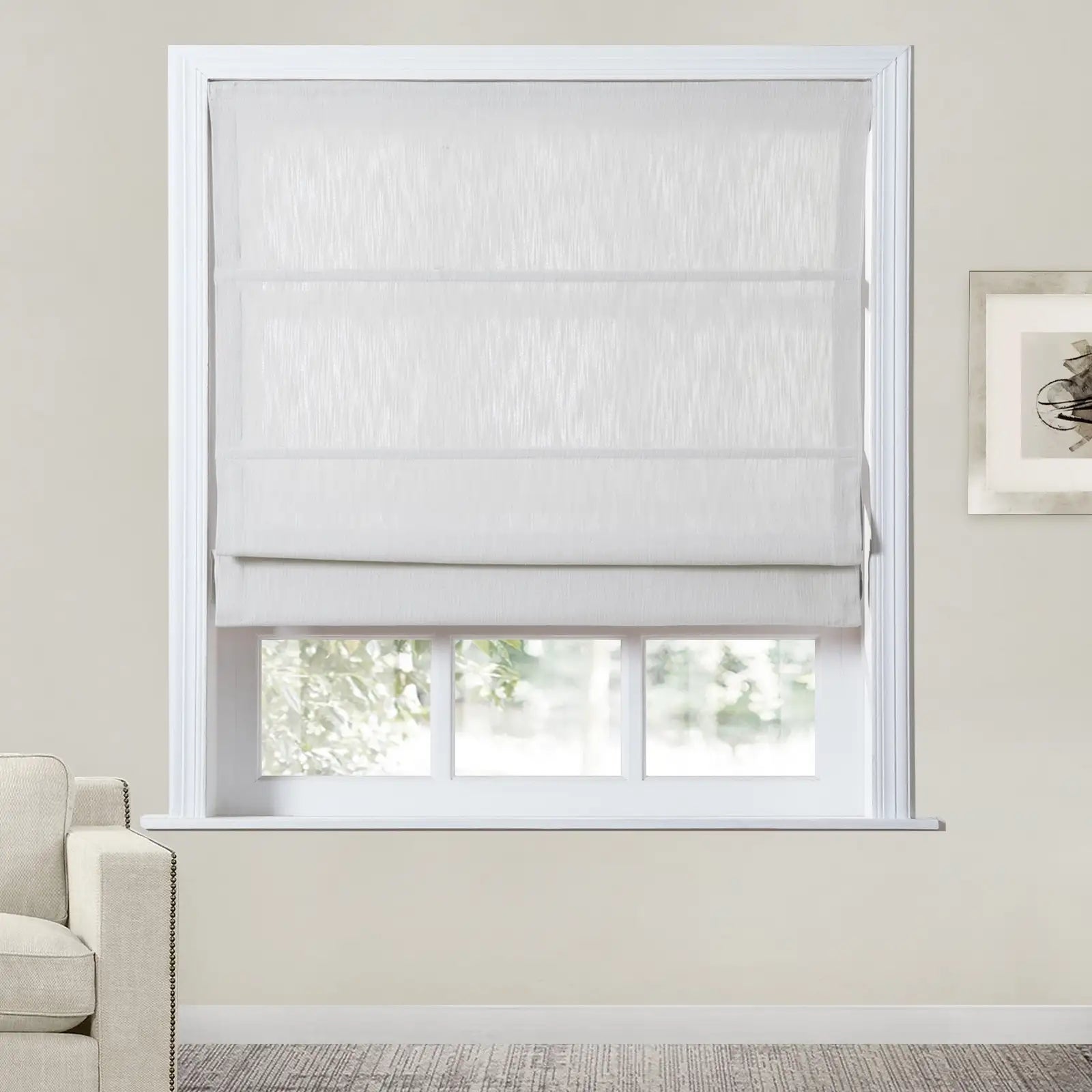 Cloe Cotton Blend Cordless Roman Shade - Blackout Window Treatment for Bedroom & Living Room - Plus Size Home Decor