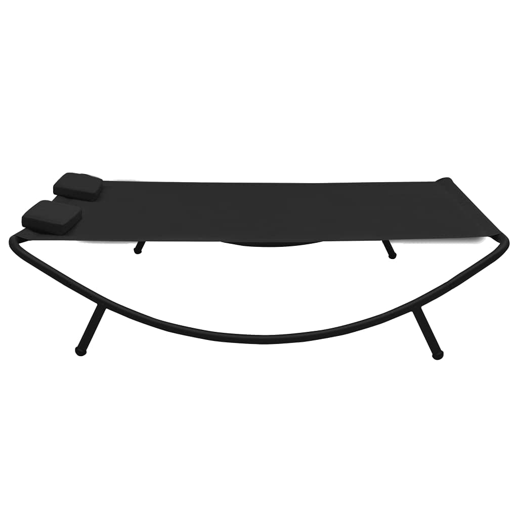 Double Garden Lounge Bed - Outdoor Patio Furniture for Backyard, Lawn, Poolside & Porch - Black Fabric Outdoor Lounge Bed - Perfect for Sunbathing, Relaxing & Lounging in Your Garden or Pool Area