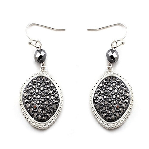 Geometric Pave Hematite Earrings for Women - Elegant Cubic Zirconia Stud Earrings for Everyday Wear, Parties & Special Occasions