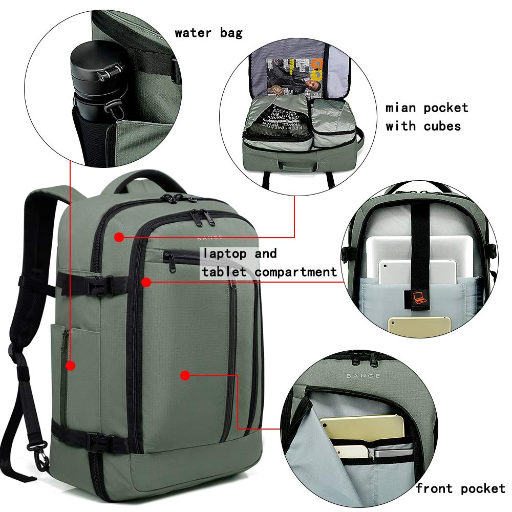 BANGE 40L Travel Backpack - FAA Approved Carry On Overnight Weekender Bag for Men & Women, Lightweight Waterproof Flight Backpack with USB Charging Port - Perfect for Business Trips, Weekend Getaways & Air Travel