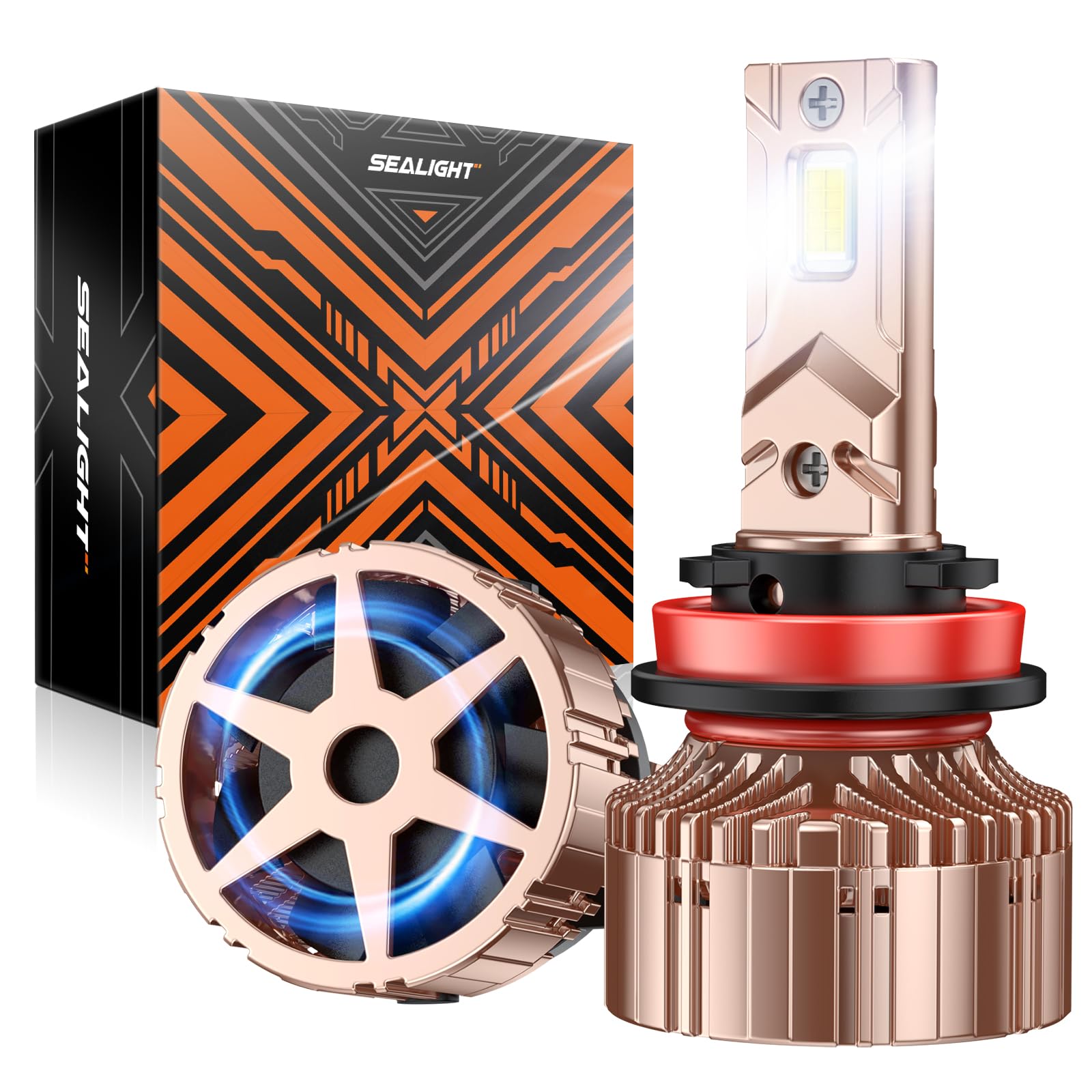 SEALIGHT X6S H11 LED Bulbs 28000LM 800% Brighter - 4500K Warm White H8/H9/H16 Low Beam Headlight Replacement - Plug and Play Halogen Upgrade (Pack of 2) - Perfect for Night Driving & Foggy Conditions