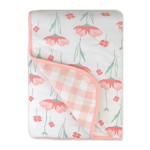 1-pack Strawberry Pink Floral Reversible Blanket