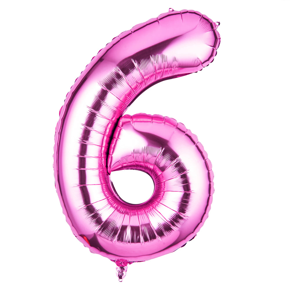 Balloonify Pink Mylar Number 6 Balloon - 40 Inch Large Foil Balloon for Birthday Party Decorations, Baby Showers & Anniversary Celebrations (1 Count)