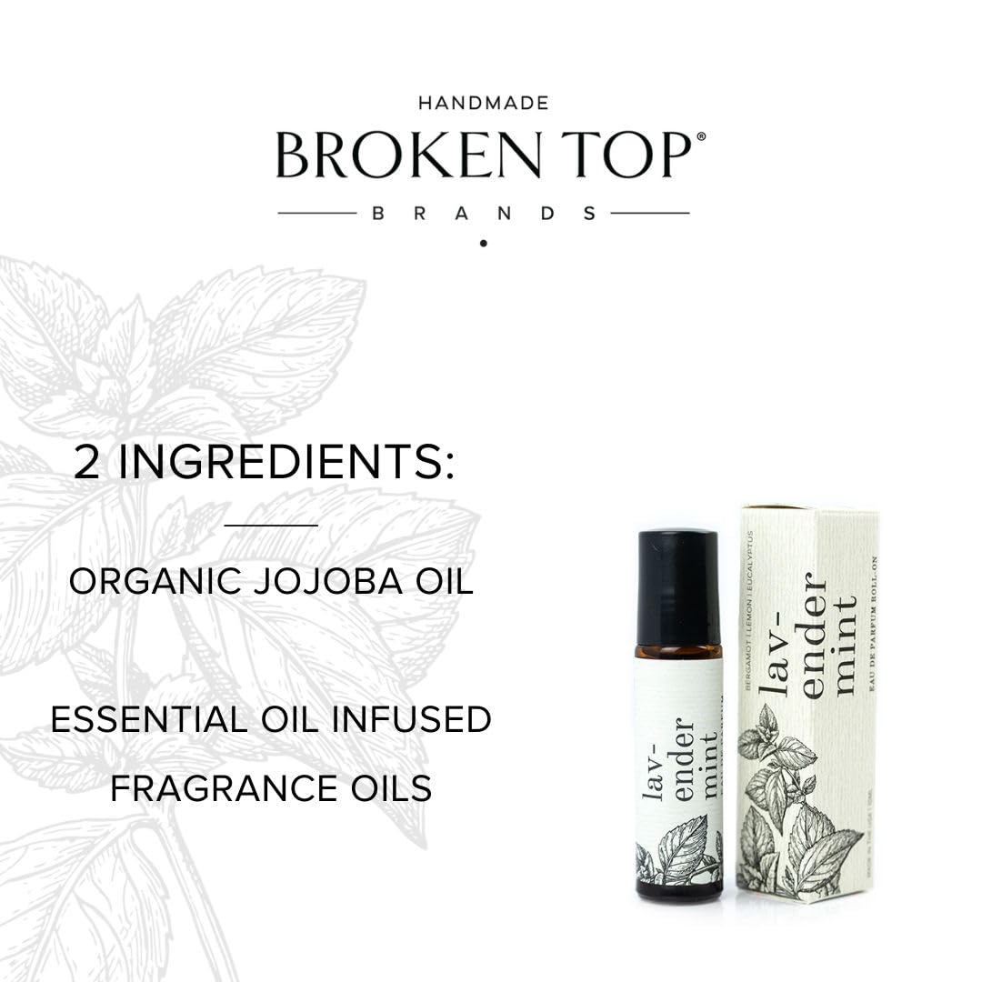 BROKEN TOP - Roll On Perfume with Jojoba & Essential Oils | Natural Vegan Eau de Parfum for Women & Men (Lavender Mint) | Perfect for Travel, Office & Daily Fragrance Refresh