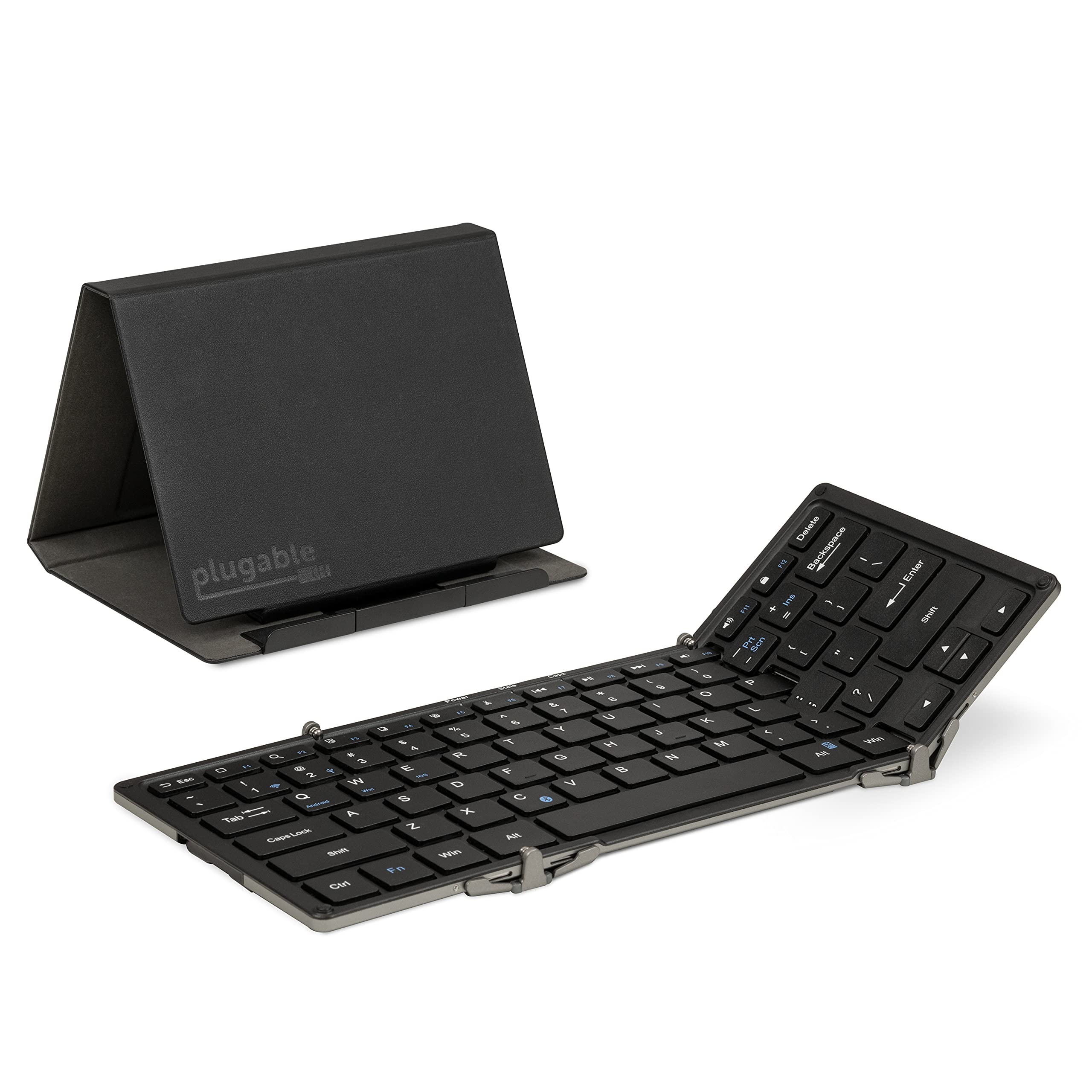 Plugable Foldable Bluetooth Keyboard for iPad, iPhone, Android & Windows - Full-Size Wireless Multi-Device Keyboard with Stand | Portable 11.5