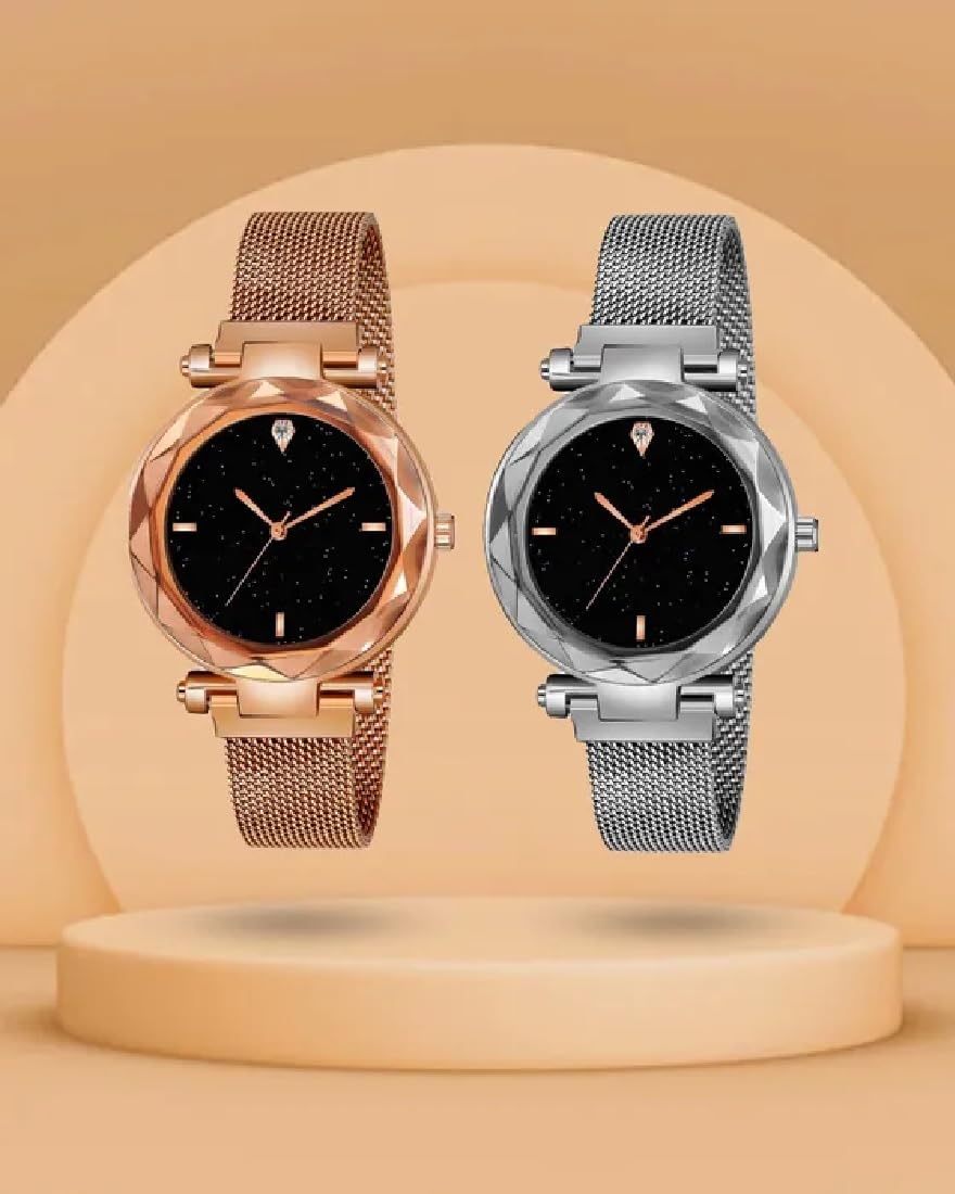 LAKSH Women's Combo Watches Set (SR-518 & AT-5181) - 2 Pack Fashion Watch Bundle for Women - Perfect for Casual Wear, Office & Special Occasions