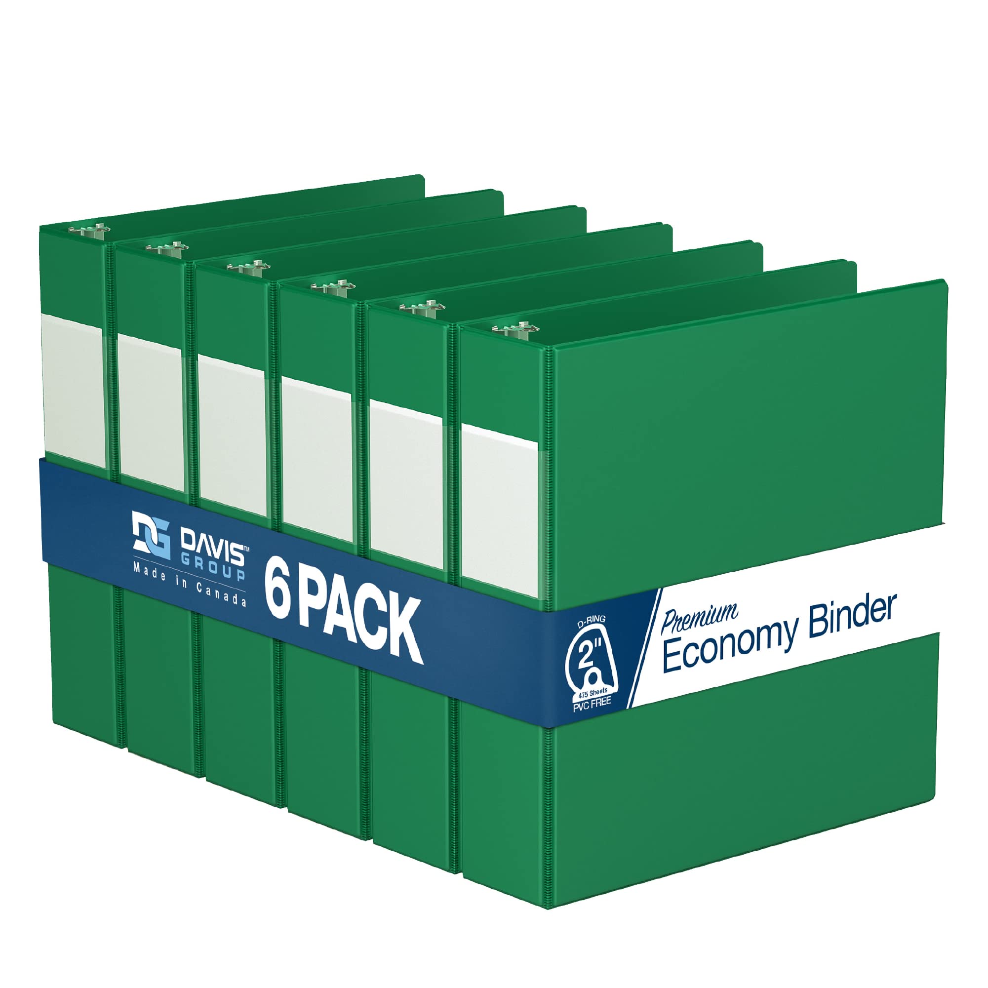Premium Economy 2-Inch 3-Ring Binders - D Ring Notebook Organizer for School, Office & Home - 6-Pack Colorful Binders (Green) - Perfect for Document Storage, Student Projects & Office Organization