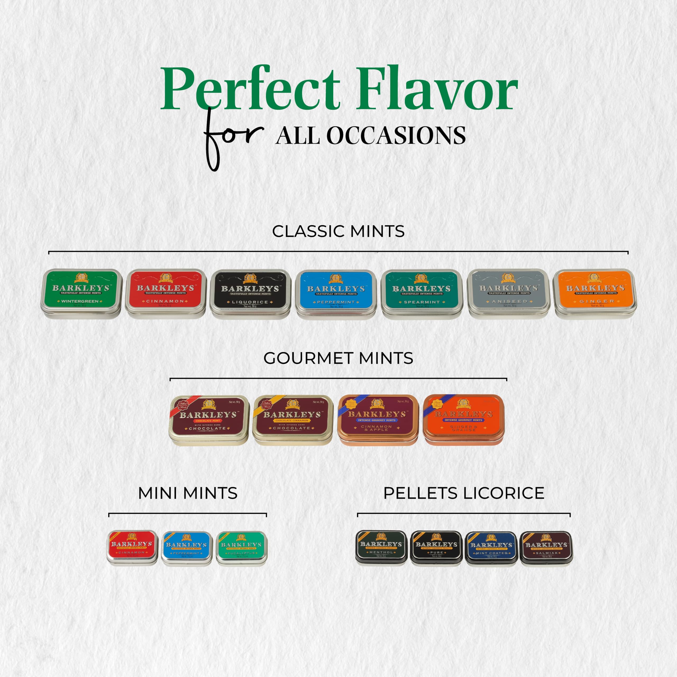 Barkleys Assorted Breath Mini Mints - 3 Strong Flavors (Peppermint, Cinnamon, Eucalyptus) - Vegan Breath Freshener Candy - Reusable Mini Travel Tins - 3 Pack (50 Count Each) - Perfect for Fresh Breath On-The-Go, Office, Travel & Daily Use
