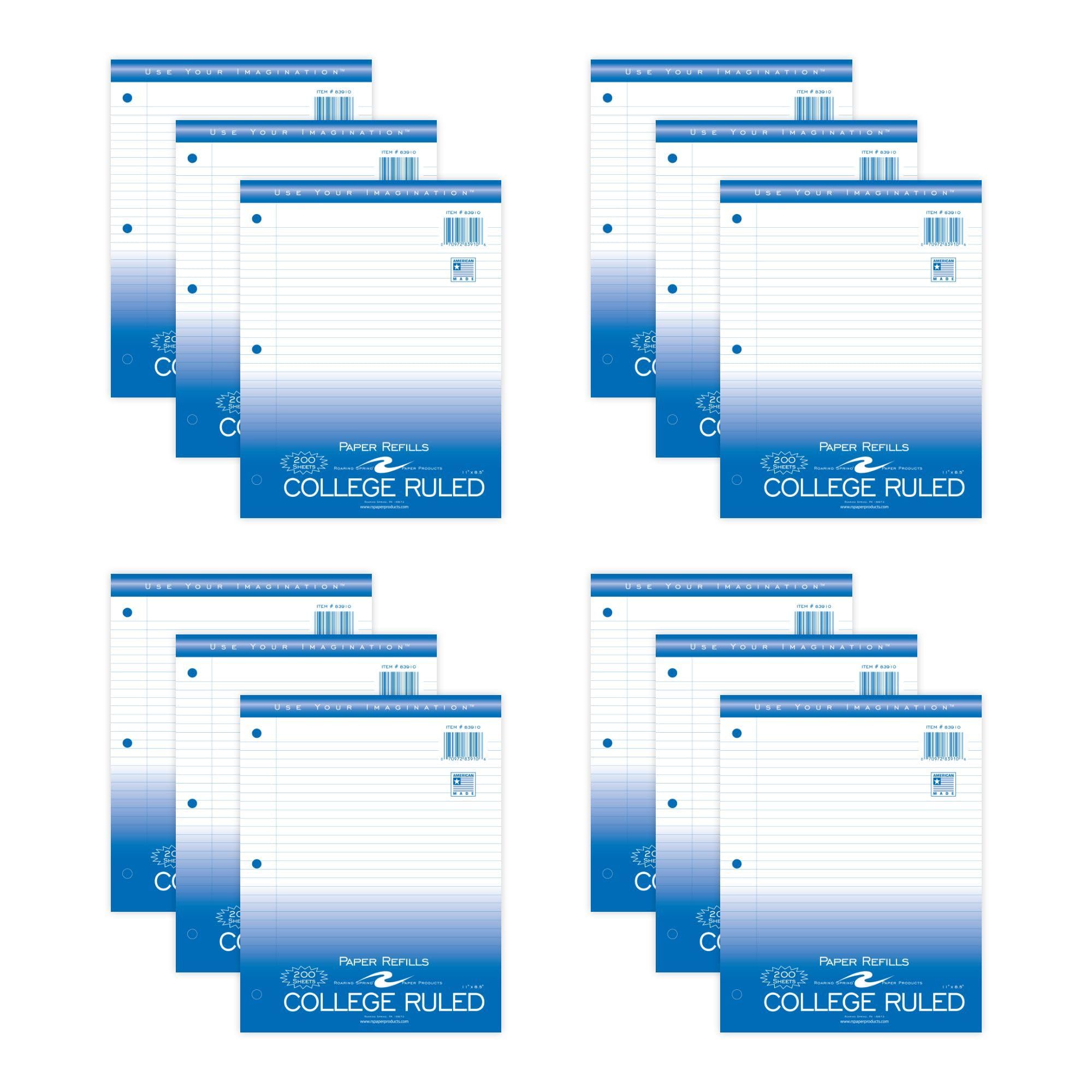 Roaring Spring College Ruled Loose Leaf Paper - 200 Sheets, 8.5