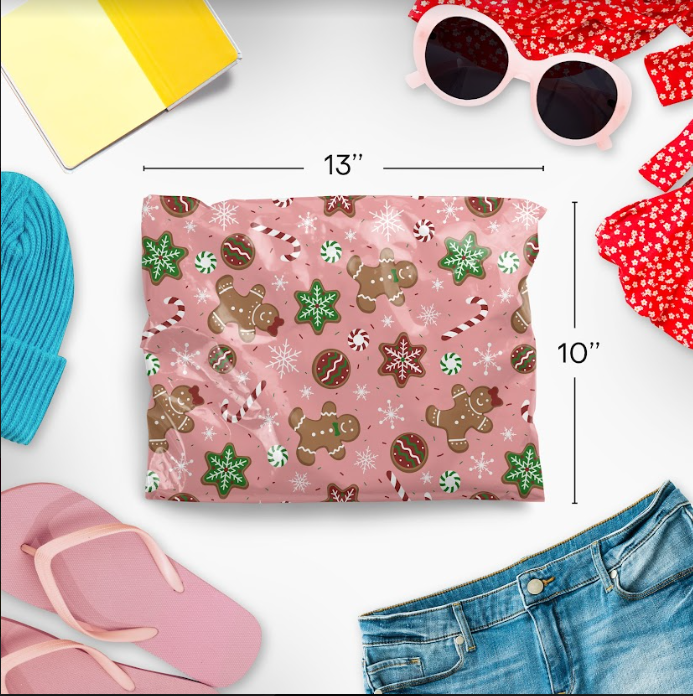 Baking Spirits Bright 10x13 Inch Poly Mailers - Durable Shipping Envelopes for Ecommerce, Small Business & Holiday Packages - Perfect for Baking Kits, Cookie Exchanges & Christmas Gifts