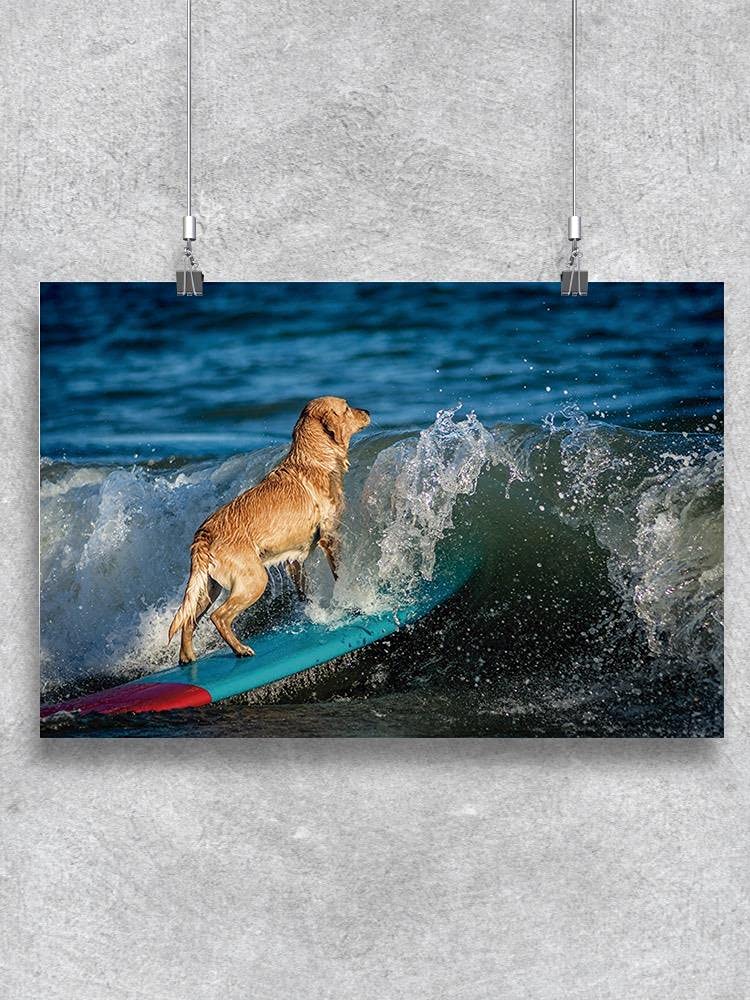 Dog Surfing Poster - Fun Beach & Surfing Wall Art for Dog Lovers - Perfect for Living Room, Bedroom, or Office Decor