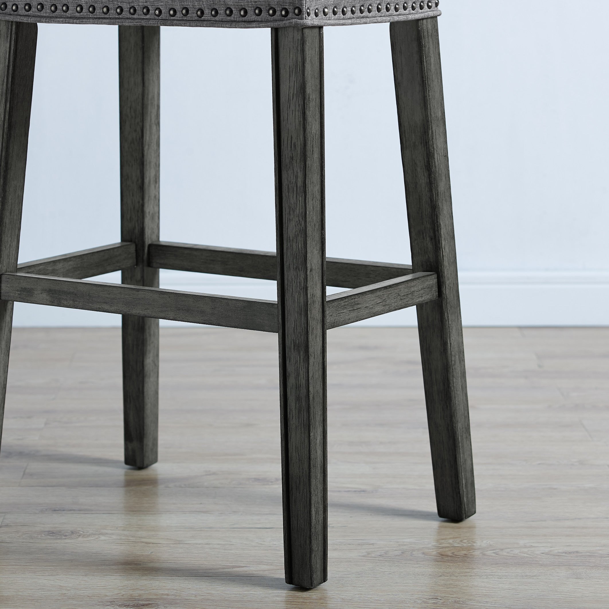CoCo Upholstered Backless Saddle Seat Bar Stools 29 Inch Height Set of 2, Gray - Perfect for Kitchen Island, Breakfast Nook & Home Bar Decor