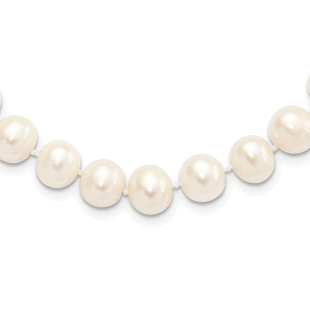 925 Sterling Silver 10mm White Freshwater Pearl Necklace for Women - Elegant Pendant Charm Jewelry Gift for Her - Perfect for Weddings, Anniversaries & Special Occasions