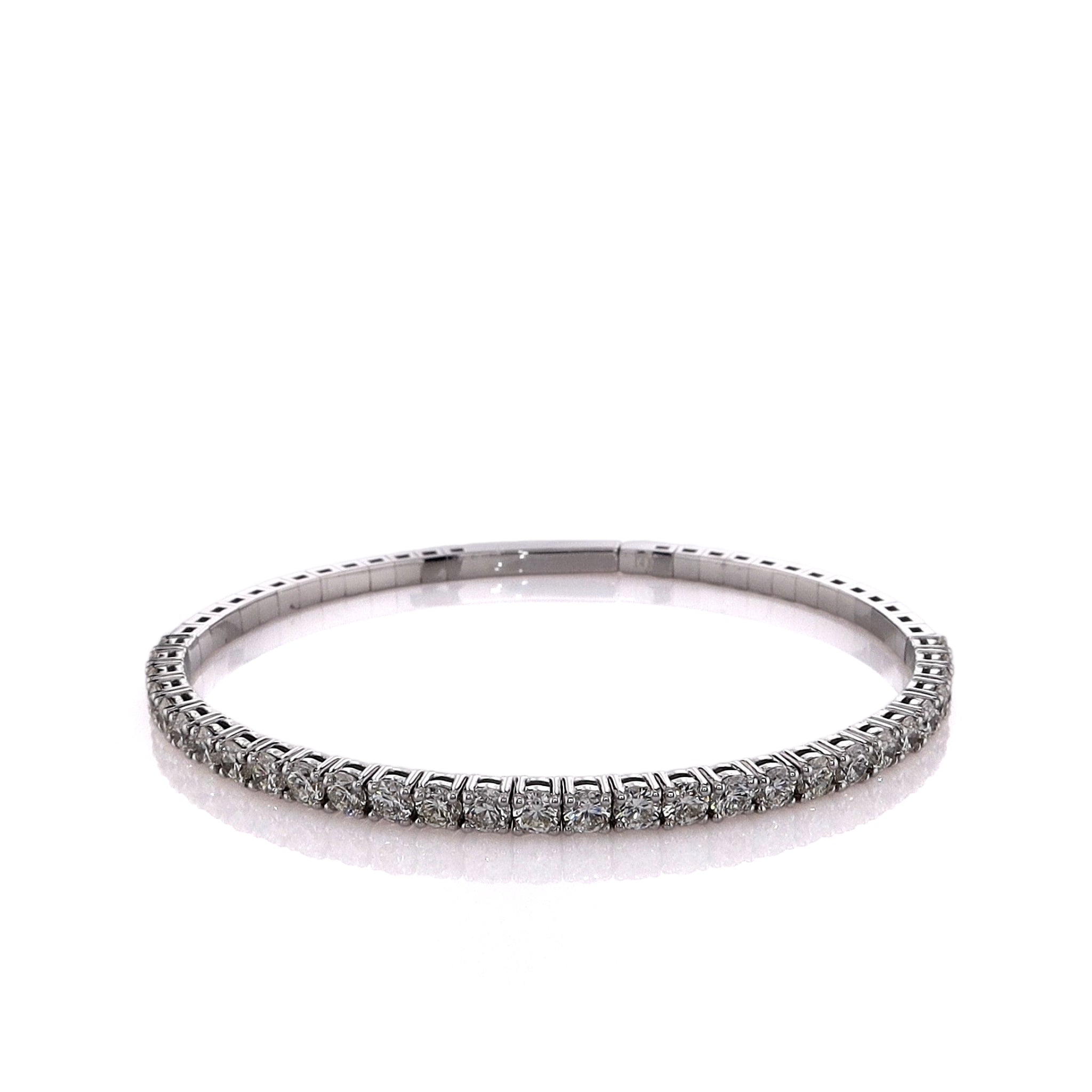 14K White Gold 3.27 Carat Diamond Bangle Bracelet for Women - Elegant Tennis Bracelet for Weddings, Anniversaries & Special Occasions