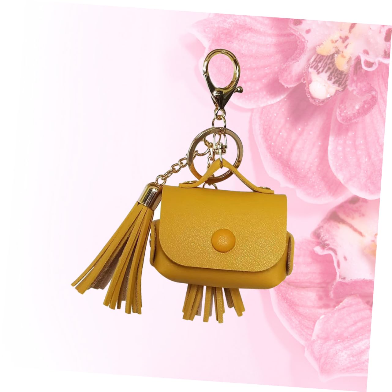 Yardenfun Mini Earphone Case - PU Leather Shockproof Headphone Pouch with Unique Design, Yellow | Perfect for Travel, Gym & Daily Use