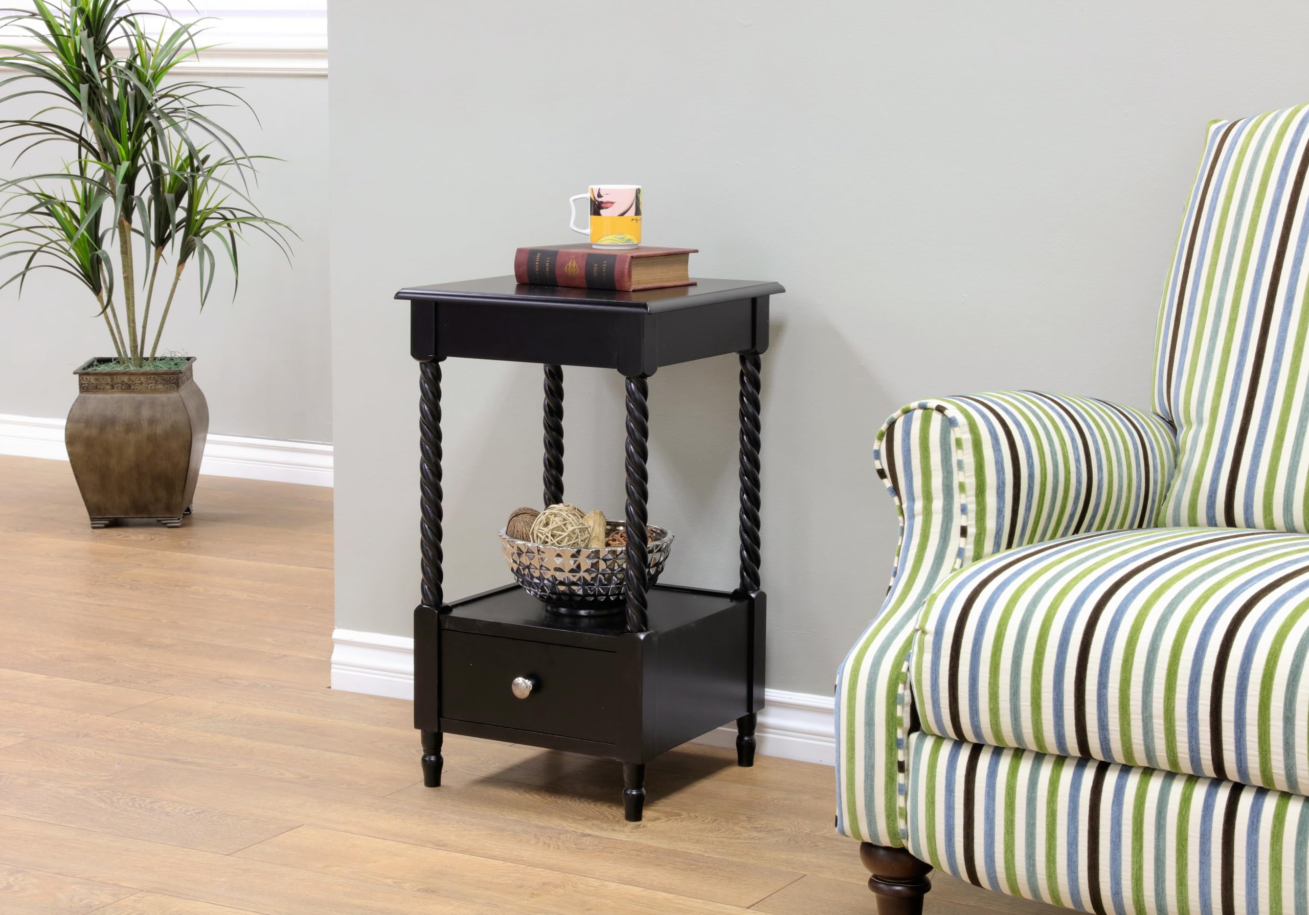 Frenchi Home Furnishing Night Stand - Modern Bedside End Table with Storage Drawer, Wooden Nightstand for Bedroom, Living Room, Office - Perfect for Storing Books, Lamps & Bedroom Essentials
