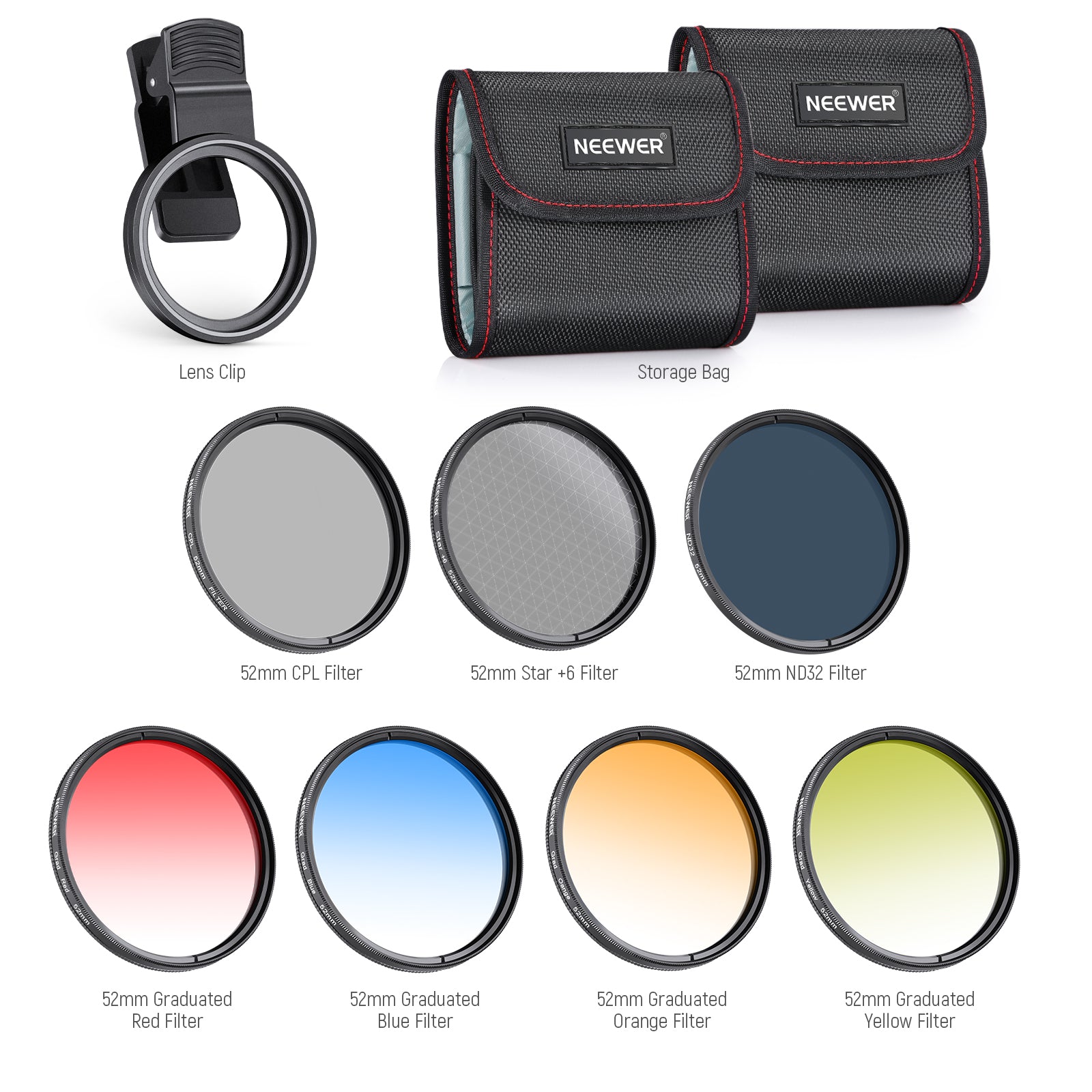 NEEWER Clip-On Camera Lens Filters Kit for iPhone, Android Smartphones & DSLR Cameras - Enhance Photos & Videos for Social Media, Vlogging, and Professional Photography