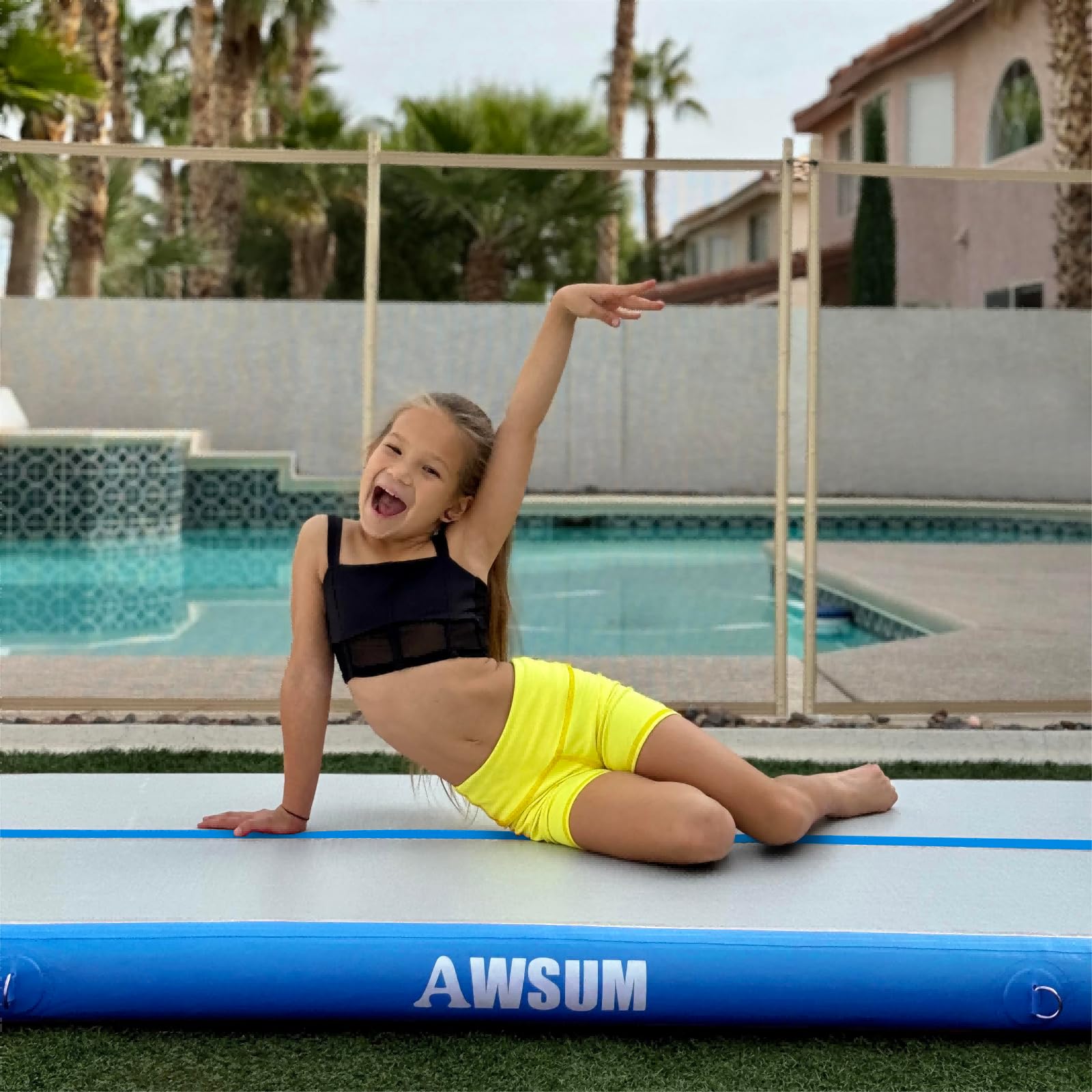 Best Inflatable Air Gymnastics Mat 10ft/13ft/16ft/20ft/23ft - 4/8 Inch Thick Tumbling Training Mat with Electric Pump - Perfect for Home Gym, Outdoor Practice & Kids Play Area