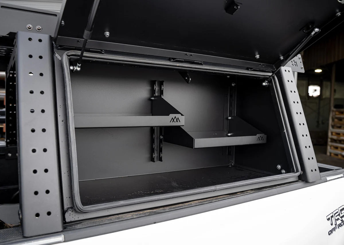 Aluminum Bed Rack Storage Box for 2005+ Toyota Tacoma Truck | Heavy Duty Truck Bed Organizer | Perfect for Camping Gear & Off-Road Adventures