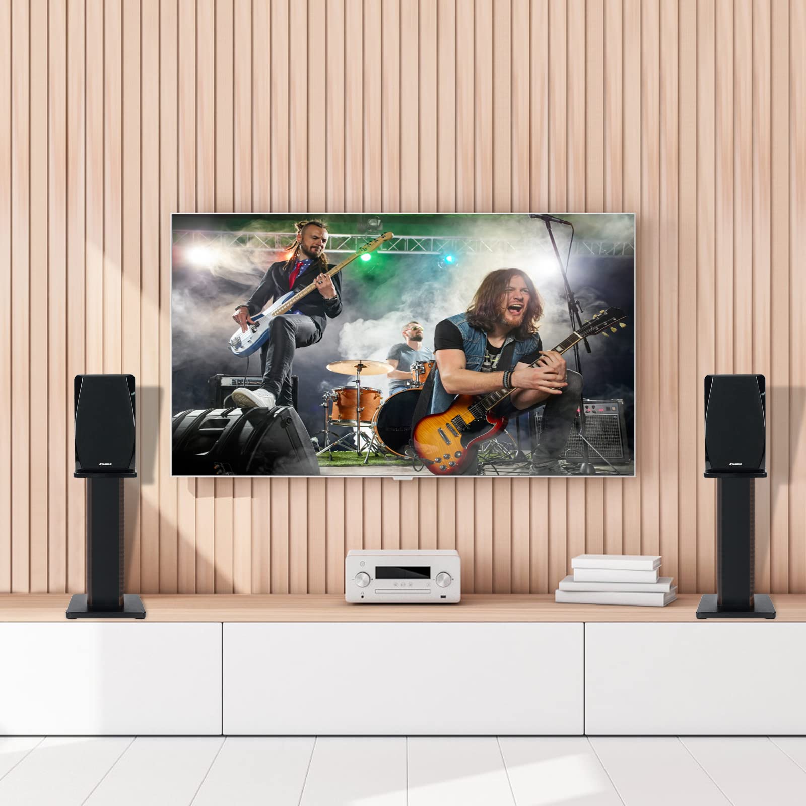 20 Inch (50CM) Wood Speaker Stands - Pair for Home Theater, HiFi, Desktop & Satellite Speakers - Enhanced Audio Listening Experience - Perfect for Home Cinemas, Gaming & Music Studios