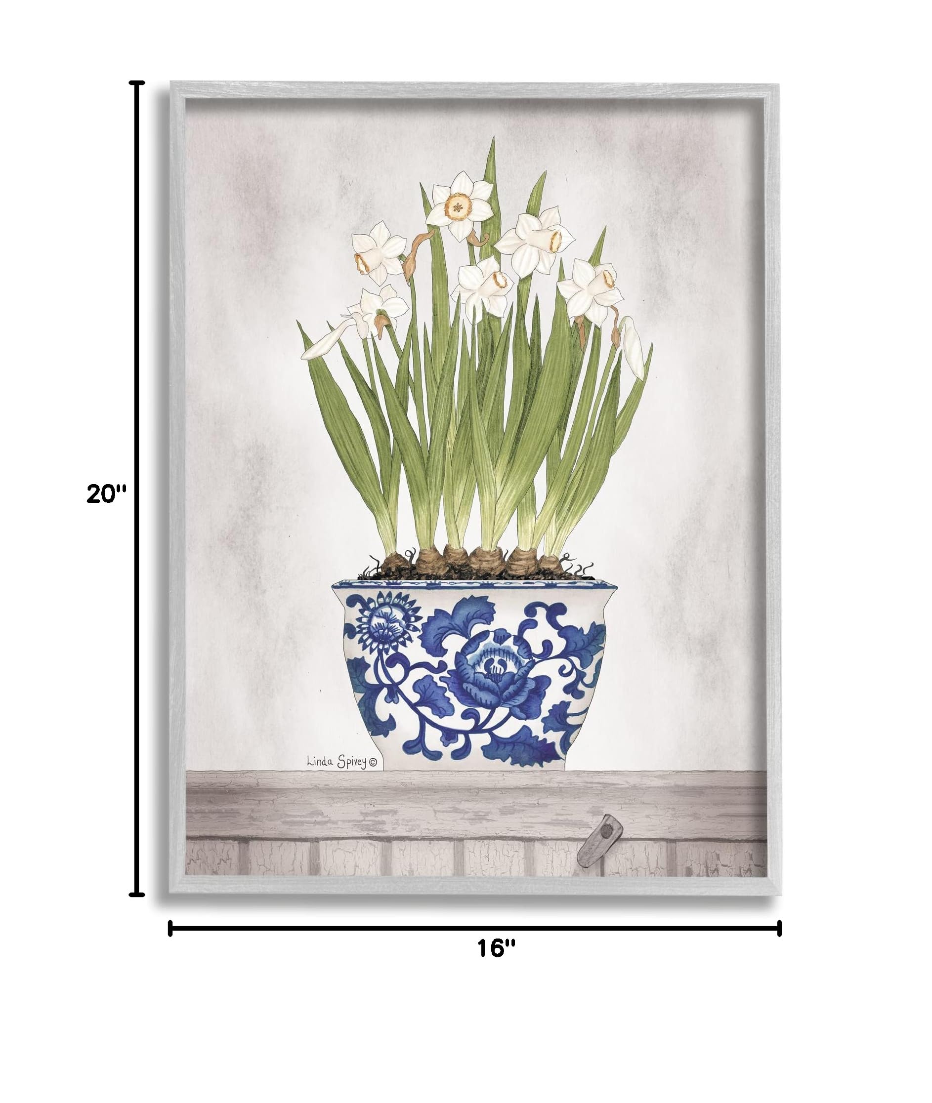 Stupell Industries Traditional Daffodil Porcelain Bowl - Floral Countryside Design by Linda Spivey | Elegant Tableware for Dining, Home Decor & Gift Giving