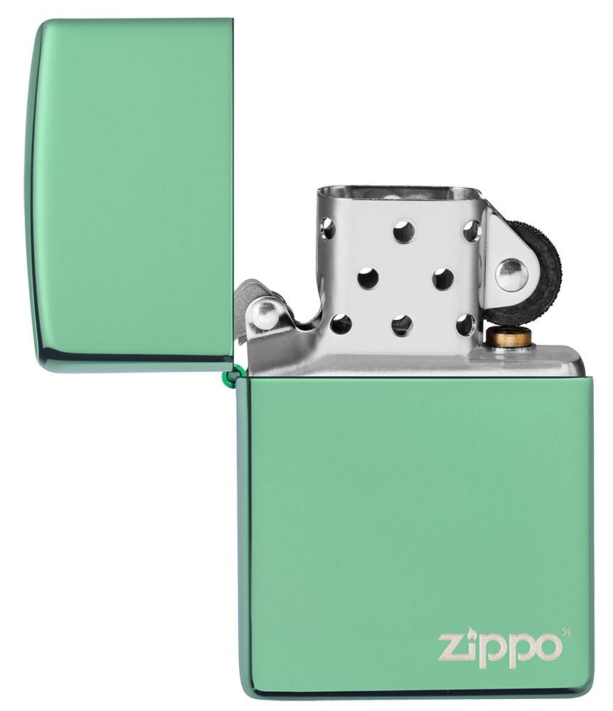 Classic High Polish Green Zippo Lighter with Logo - Windproof Refillable Metal Lighter for Outdoor Camping, Hiking & Everyday Carry (EDC)