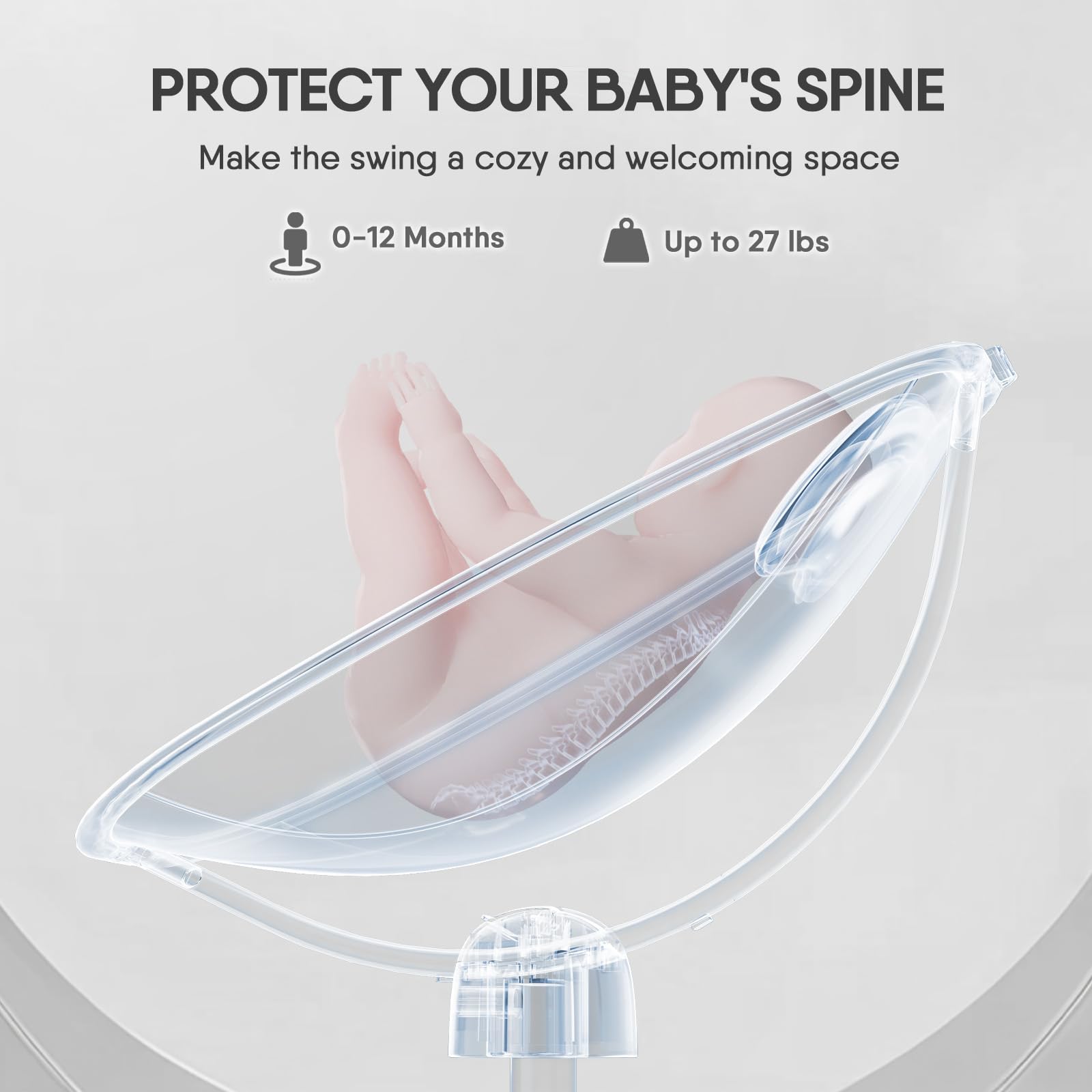 FasonBaby Bluetooth Baby Swing for Infants - 5 Motion Modes, 4 Speed Settings, 10 Soothing Melodies, Multi-Function Newborn Swing (White) | Perfect for Nursery, Daycare & Soothing Fussy Babies