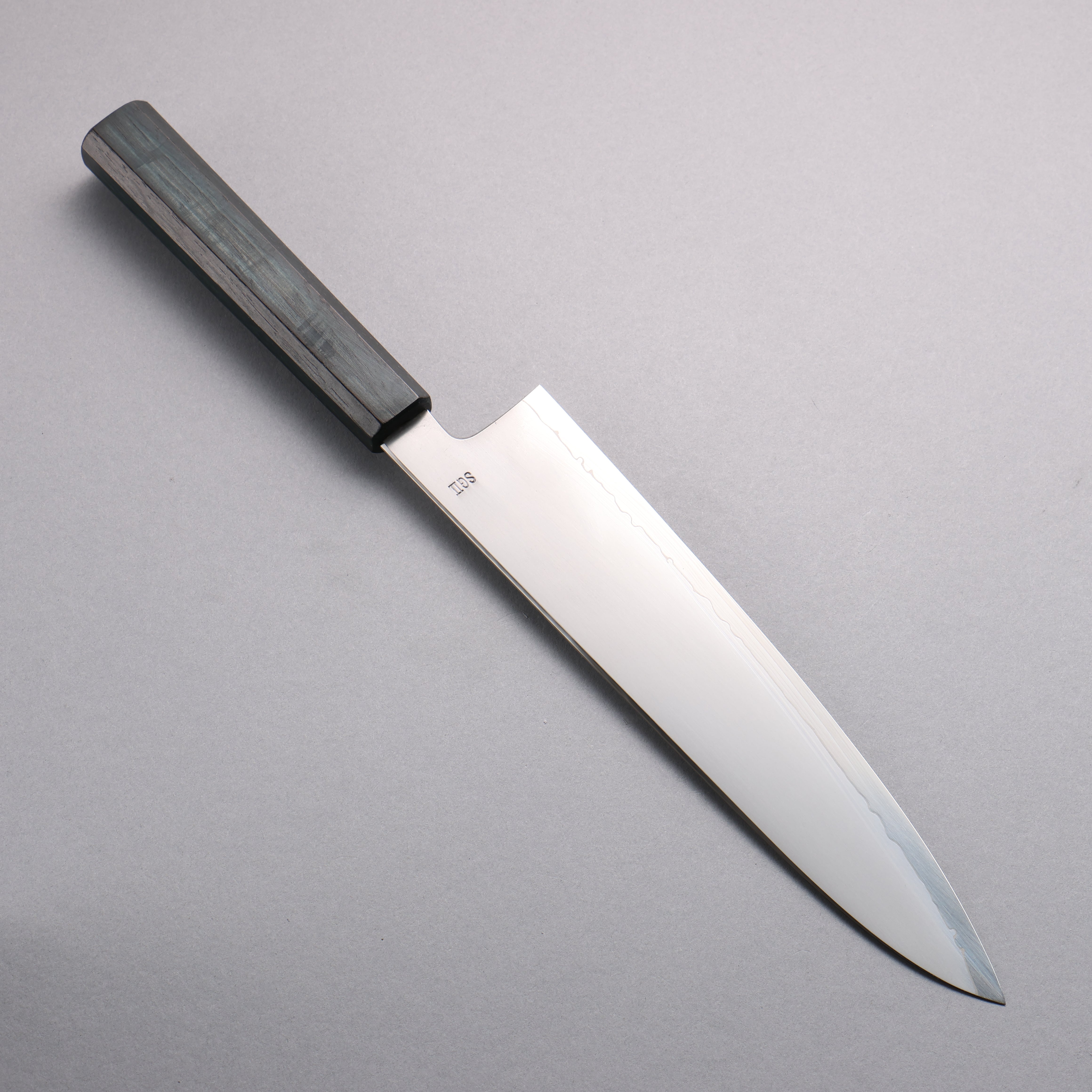 Premium SG2 Kasumitogi Gyuto 240mm Japanese Chef Knife with Indigo Dyed Oak Handle – Perfect for Sushi, Meat Slicing & Professional Kitchen Use