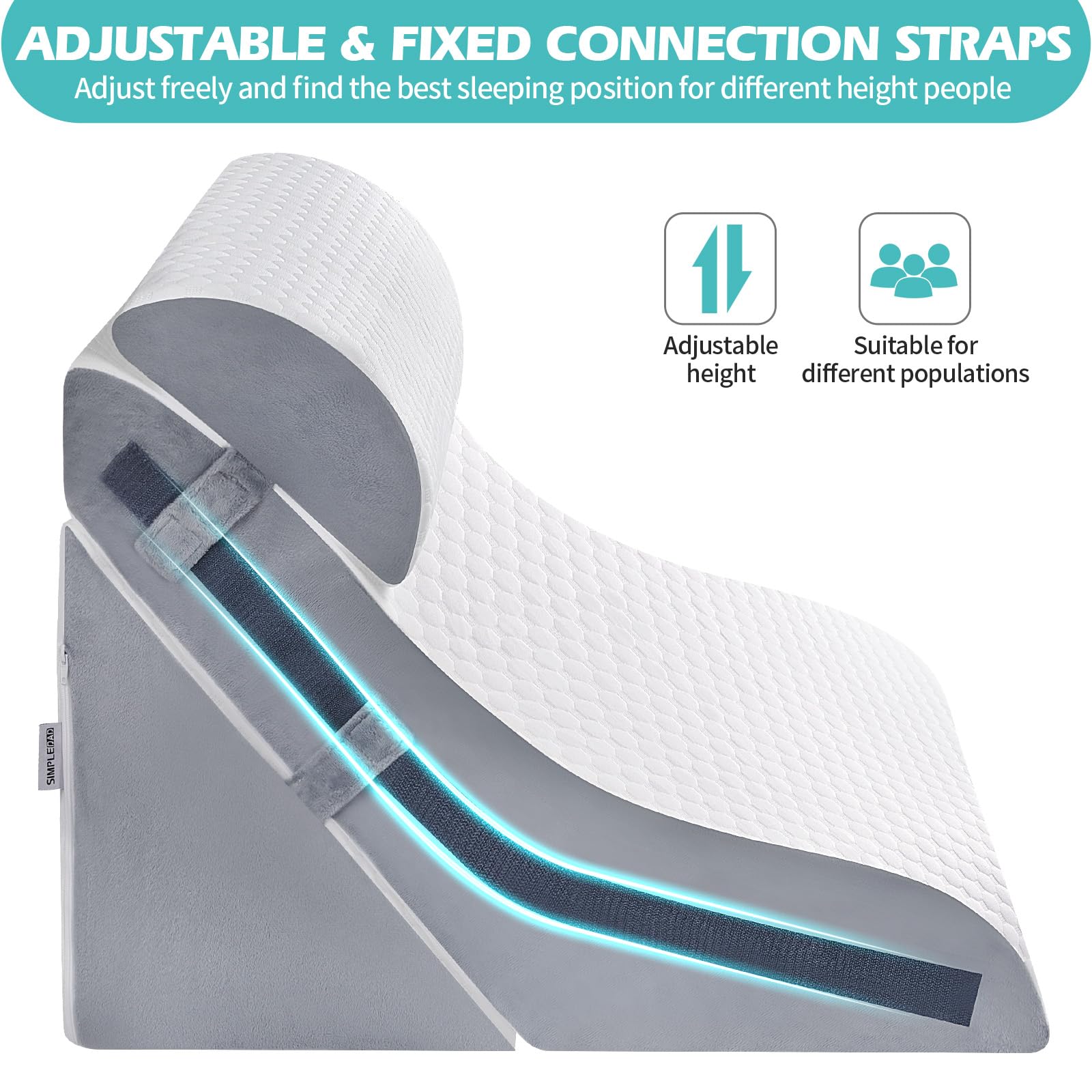**Orthopedic Wedge Pillow Set for Sleeping & Post-Surgery Recovery - 3PCS Adjustable Memory Foam Bed Wedge (9/16/20 Inches) - Ideal for Acid Reflux, Snoring, Back Pain & Reading in Bed**