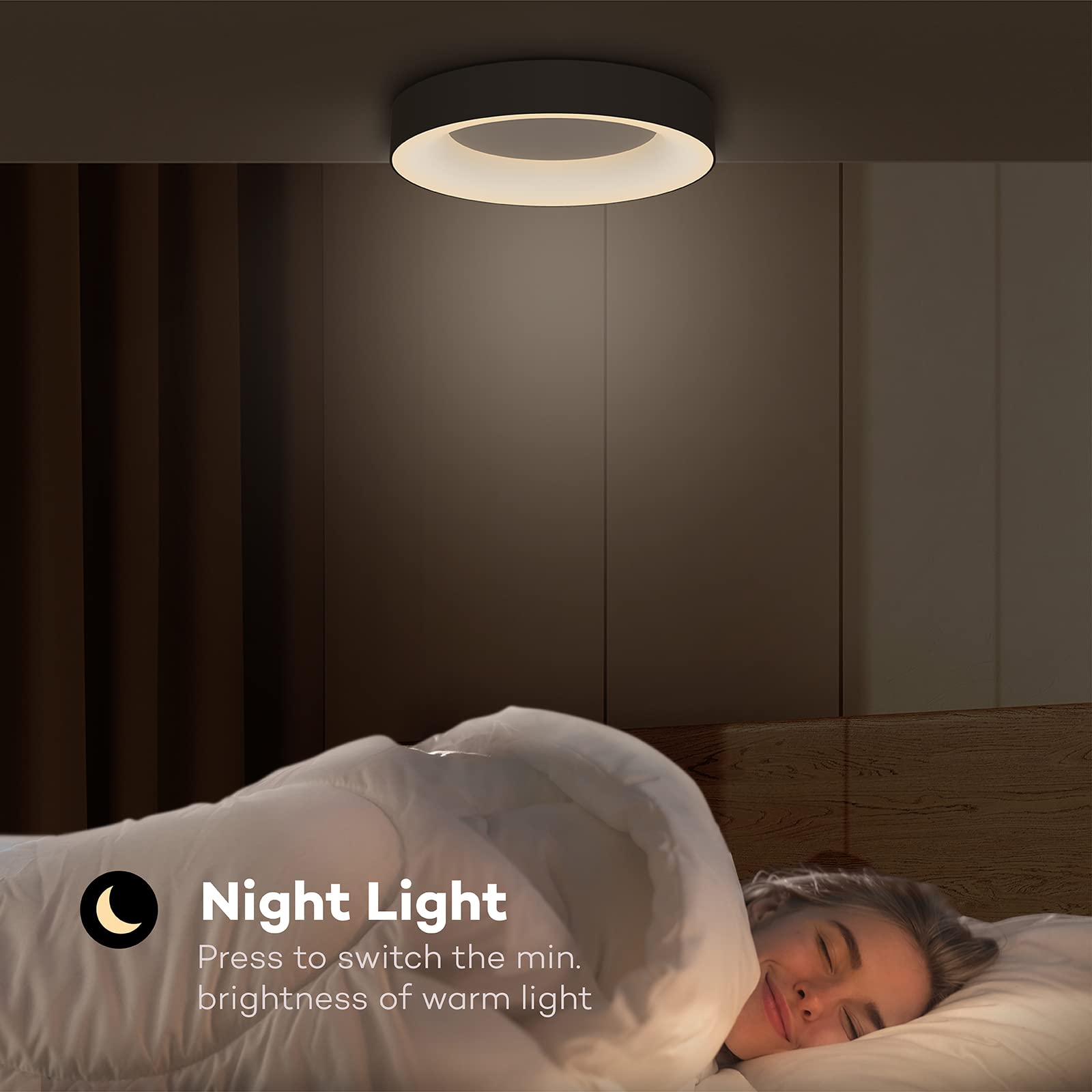 11 Inch 24W RGB LED Flush Mount Ceiling Light with Remote Control - 3000K-6500K Adjustable Color Temperature - Modern Black Ceiling Fixture for Bedroom, Kids Room, Living Room & Kitchen Lighting