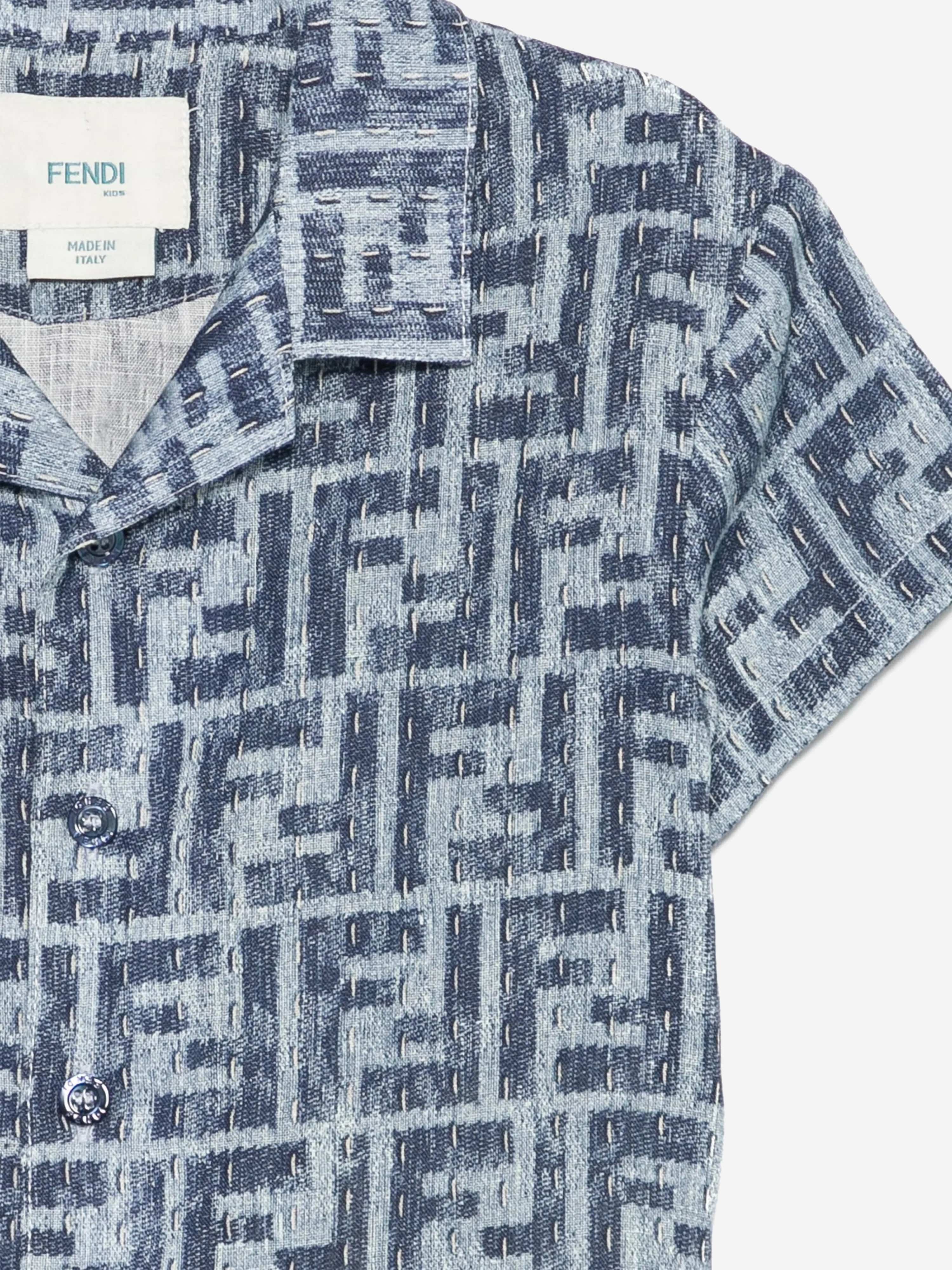 Baby Boys FF Linen Shirt in Blue - Soft & Breathable Summer Outfit for Toddlers | Perfect for Playdates, Beach Trips & Family Photos