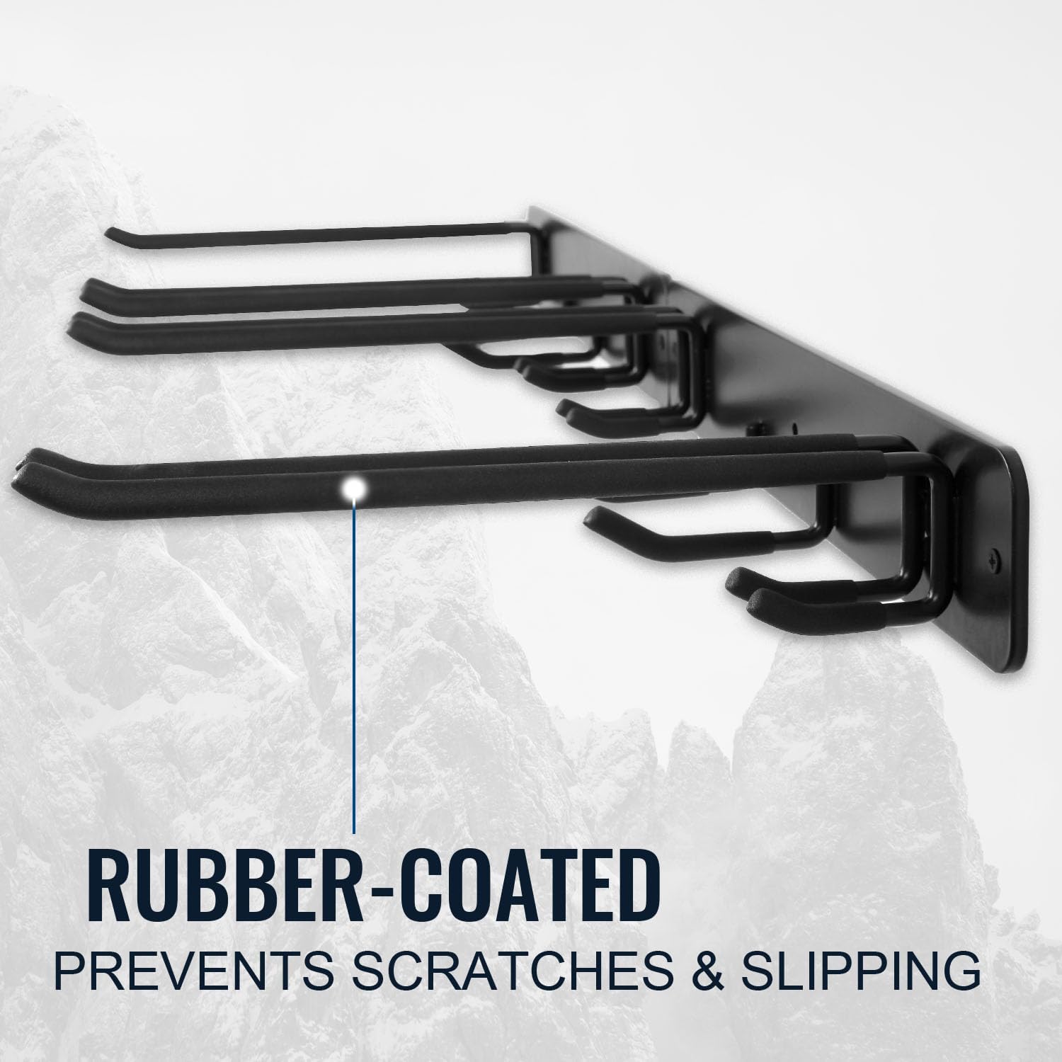 Wall Mount Ski & Snowboard Storage Rack - Heavy Duty 8-Pair Metal Hooks Organizer for Garage, Basement or Entryway - Indoor/Outdoor Sports Equipment Organization System (Perfect for Winter Gear Storage)