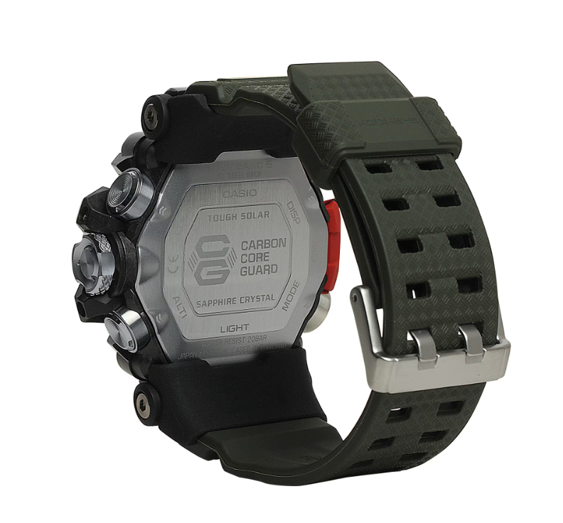 Casio G-Shock Mudmaster GWG2000-1A3 Tough Solar Watch with Green Resin Strap - Shockproof, Waterproof & Solar-Powered for Outdoor Adventures, Hiking & Military Use