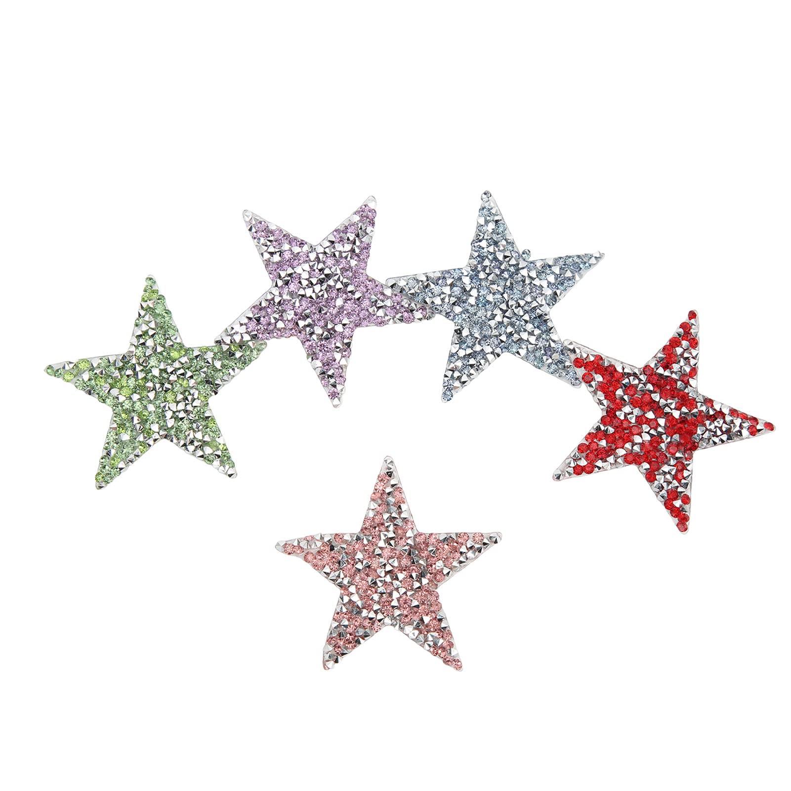 5pcs 6cm Hot Adhesive Pentagram Iron On Patches - Shiny Resin Rhinestone Clothes Decoration for Robes, Bags & T-Shirts | DIY Fashion Accessories for Gothic Style, Cosplay & Custom Clothing