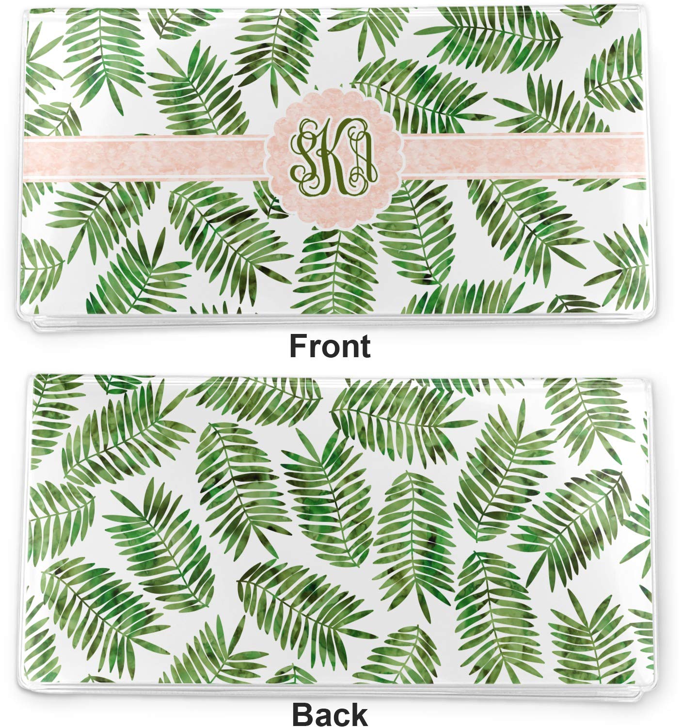 Personalized Tropical Leaves Vinyl Checkbook Cover - Custom Monogram Checkbook Holder for Women & Men - Perfect for Travel, Office & Everyday Use