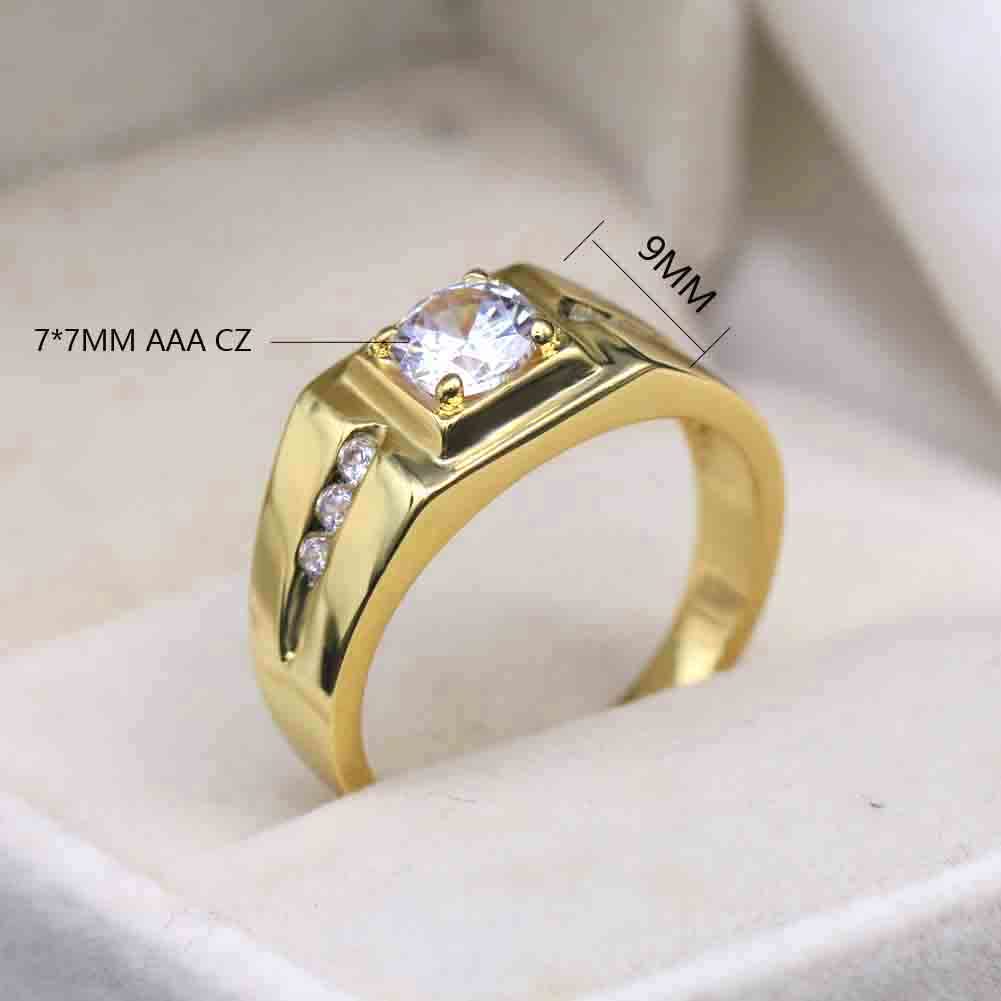 Gold Plated Matching Couple Rings - His and Her Wedding Band Set with AAA CZ Stones for Women | Romantic Anniversary Gift, Engagement Jewelry for Couples