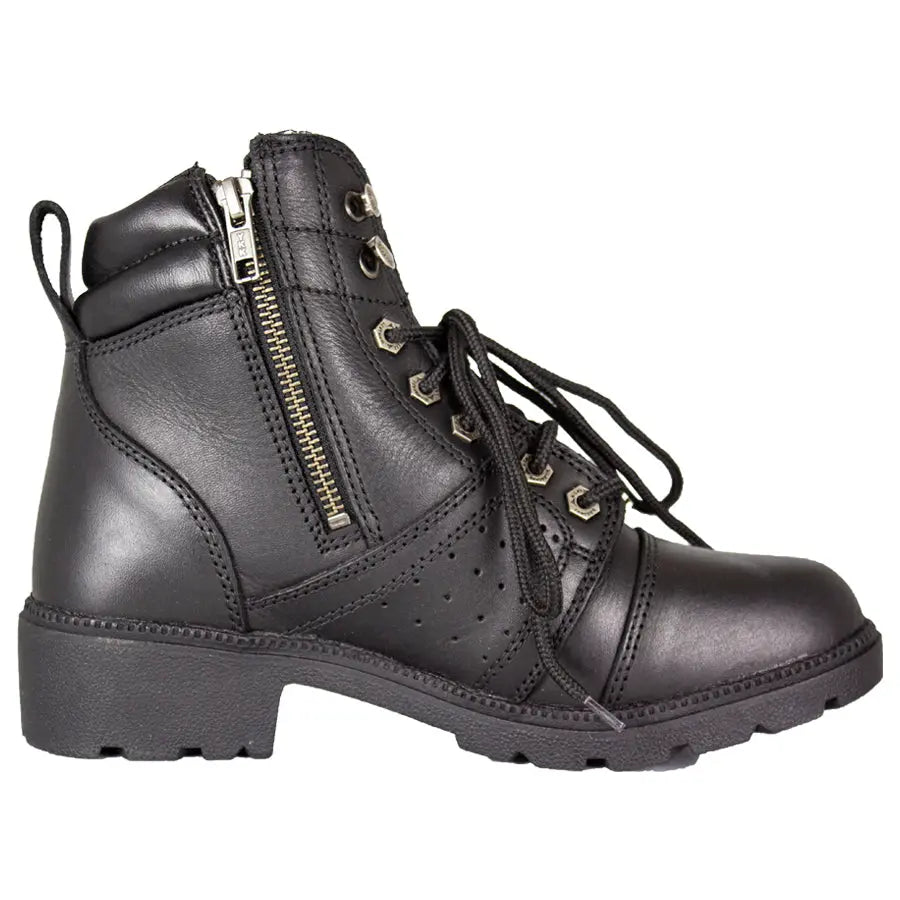 Milwaukee Leather Women's Side Zip Lace Up Motorcycle Boots - Waterproof Riding Boots for Women, Comfortable & Durable Biker Boots with Anti-Slip Sole - Perfect for Motorcycle Riding, Outdoor Adventures & Casual Wear