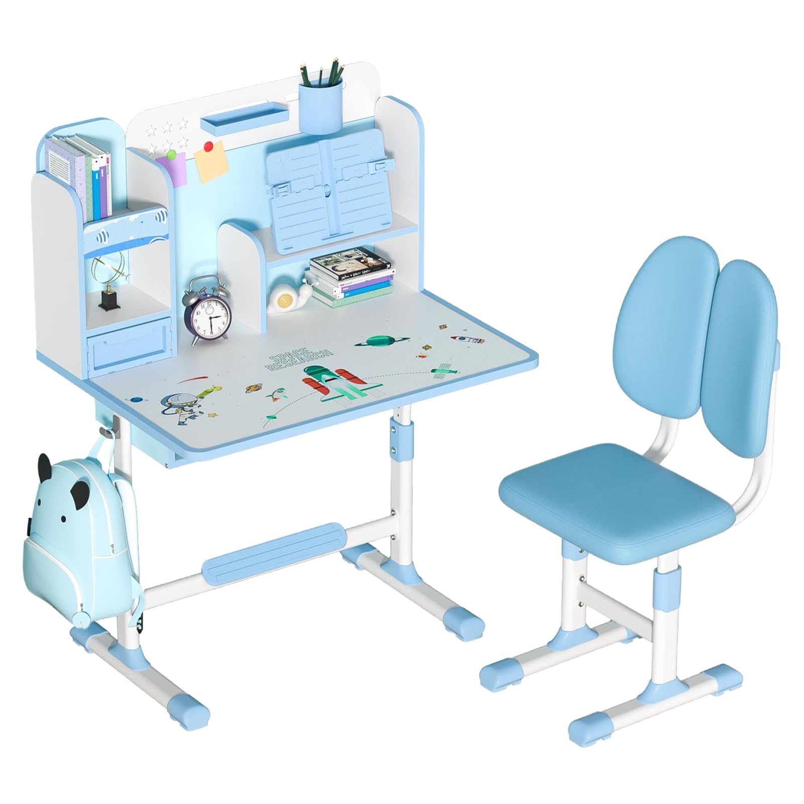 Adjustable Kids Desk & Chair Set with Storage - Study & Art for Bedroom