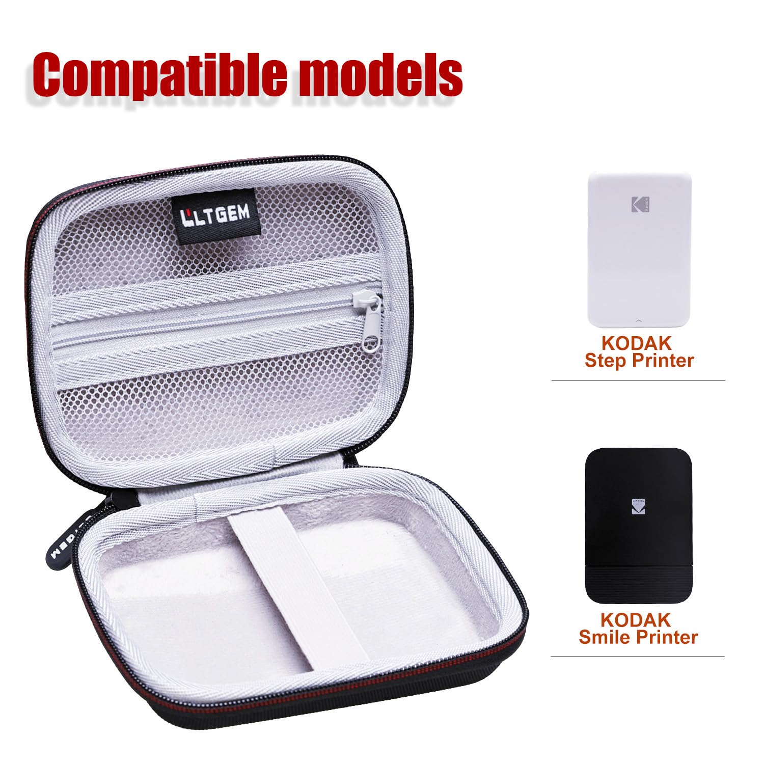 LTGEM Hard Protective Case for Kodak Step & Smile Instant Printers - Travel Storage Bag for Mini Photo Printer, Portable Carrying Case for Home, Office & Outdoor Use
