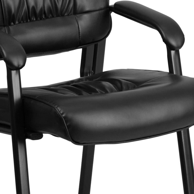 Premium FLASH Haeger Leather Executive Office Chair - Black Metal Frame Reception Seating for Professional Workspaces & Conference Rooms